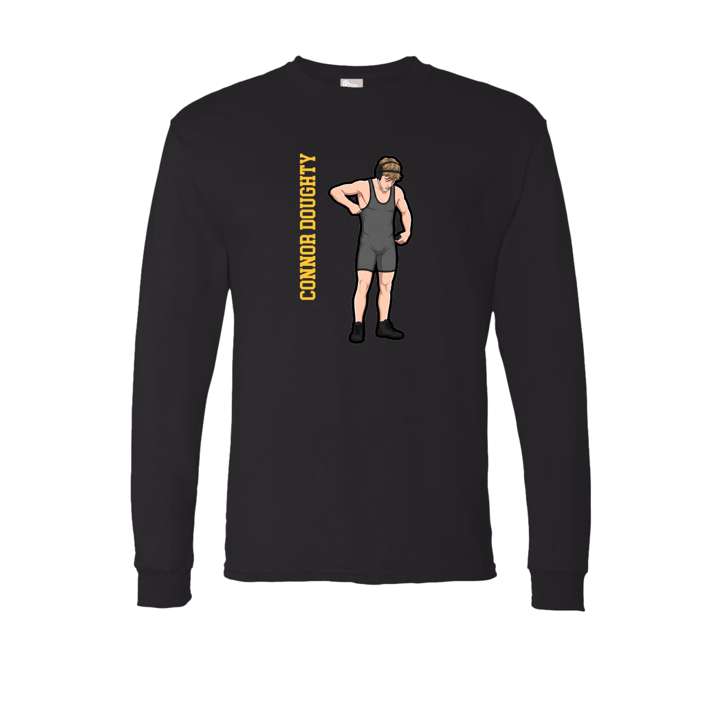 Long Sleeve Tee — Name Vertical in Black