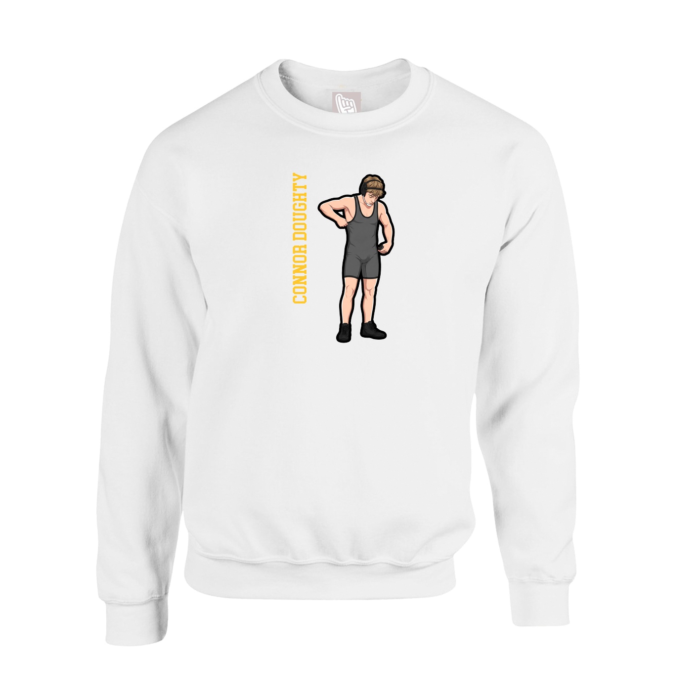 Fleece Crew — Name Vertical in White
