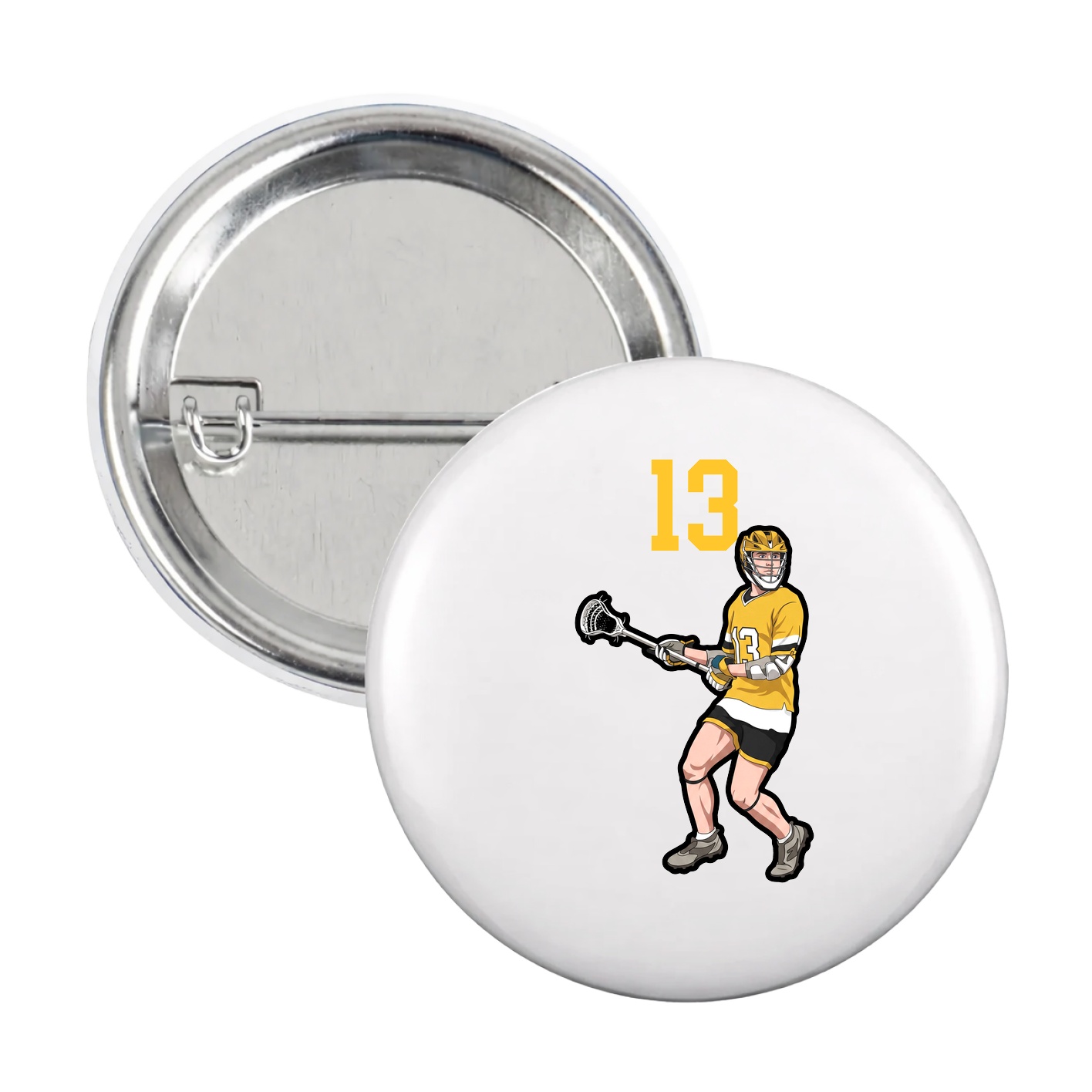 Game Day Button — Number Top in White