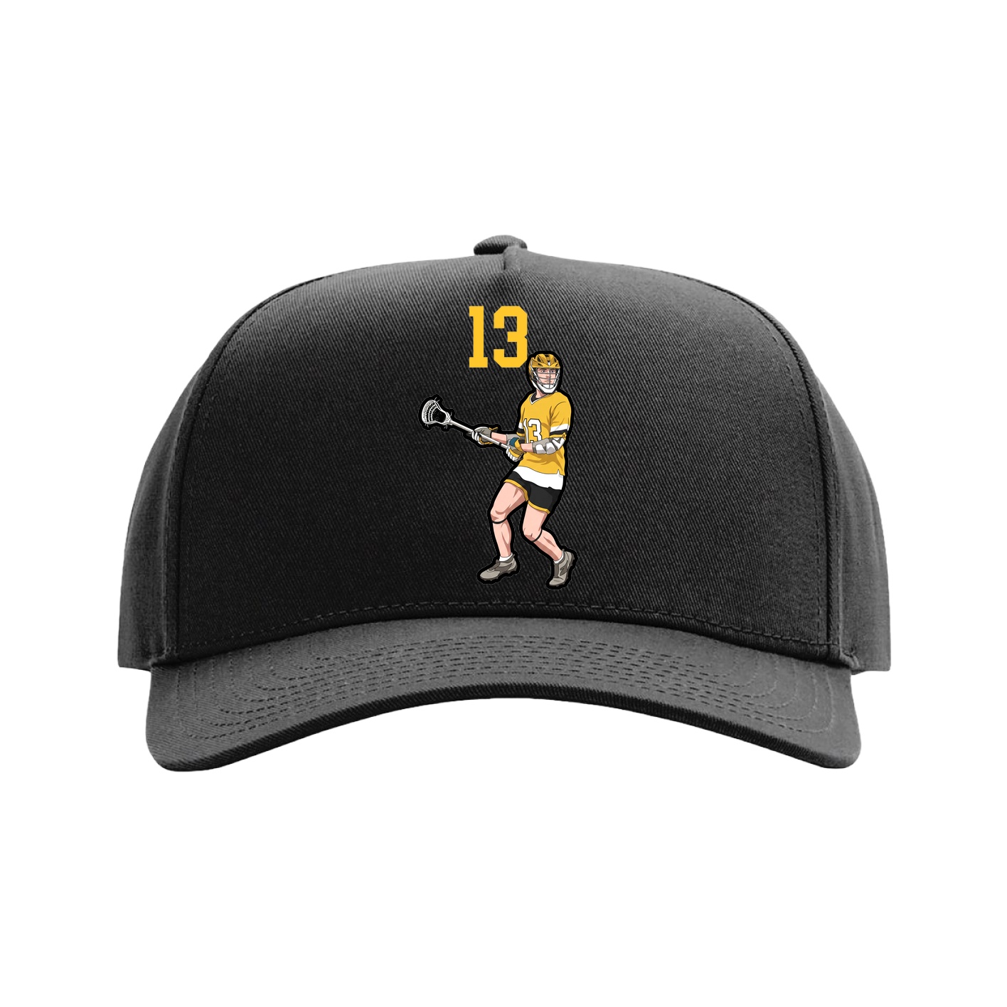 Full Fabric Five-Panel Champ Cap — Number Top in Black