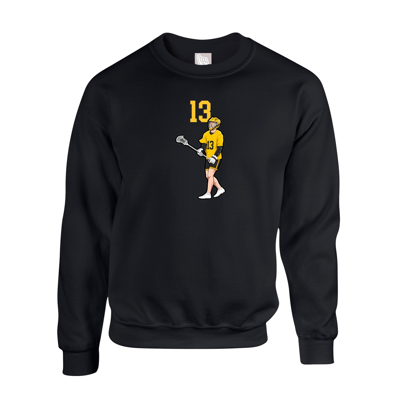 Fleece Crew — Number Top in Black