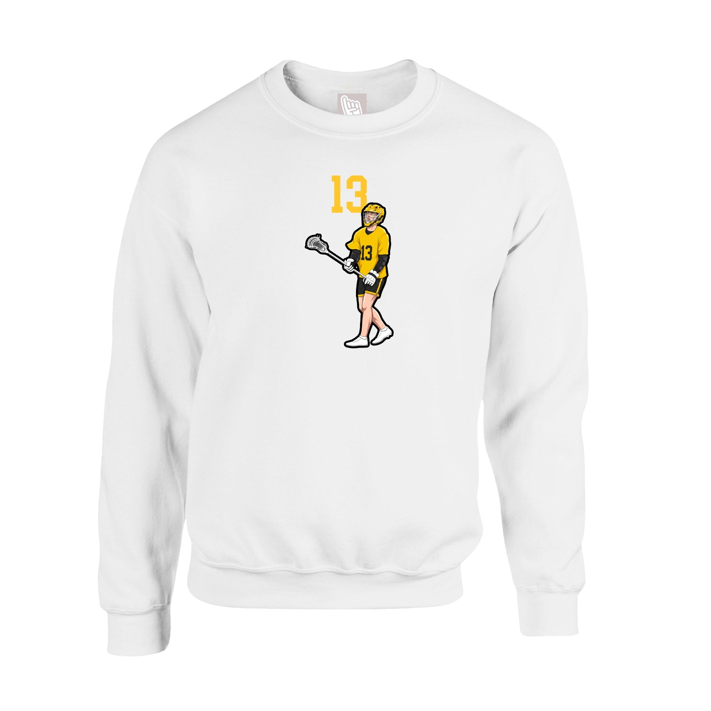 Fleece Crew — Number Top in White