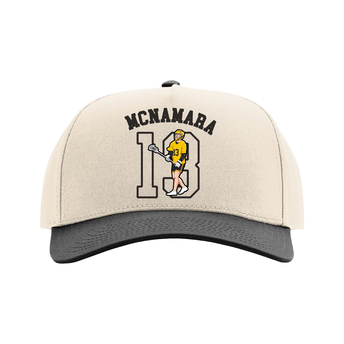 Full Fabric Five-Panel Champ Cap — Shirsey Arch in Cream/Black