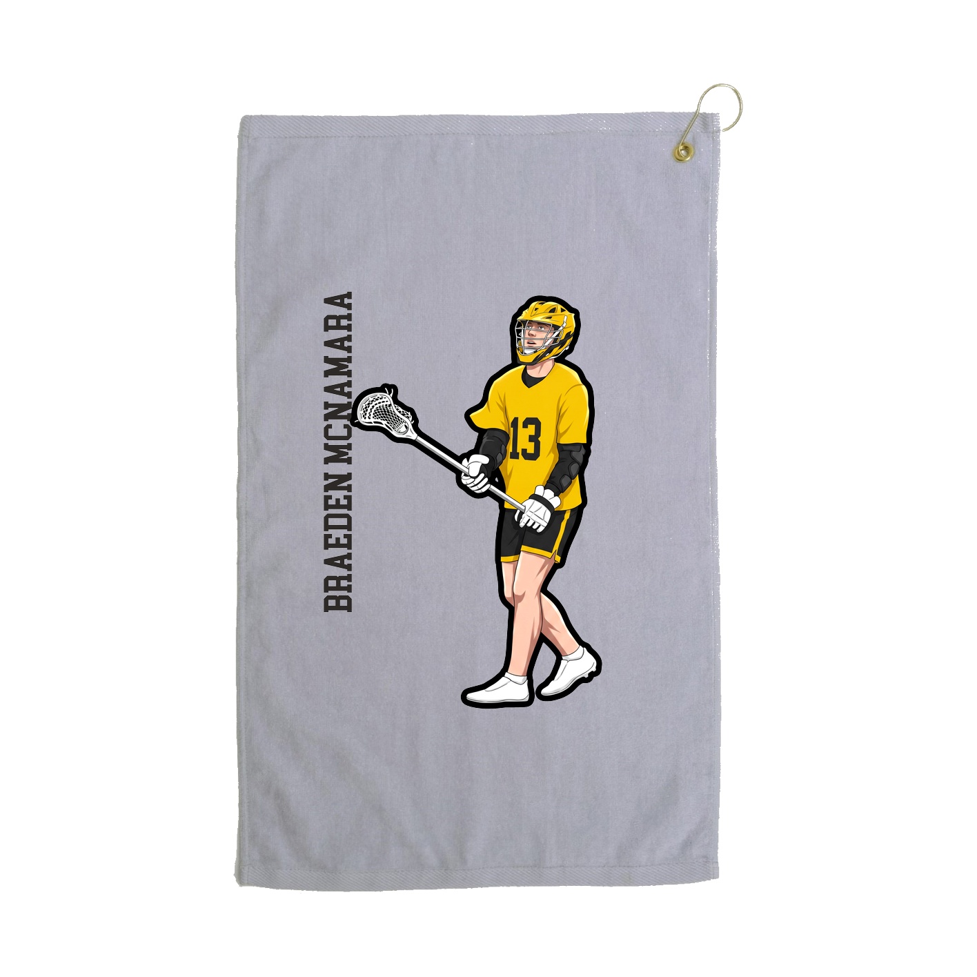 Golf Towel — Name Vertical in Grey