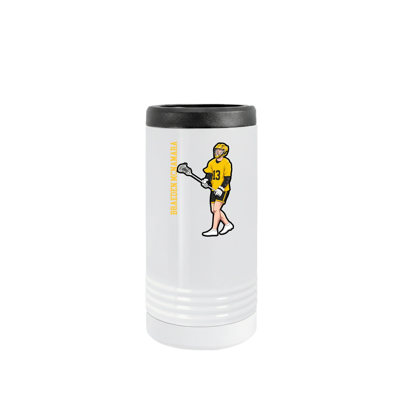 Slim Beverage Holder — Name Vertical in White