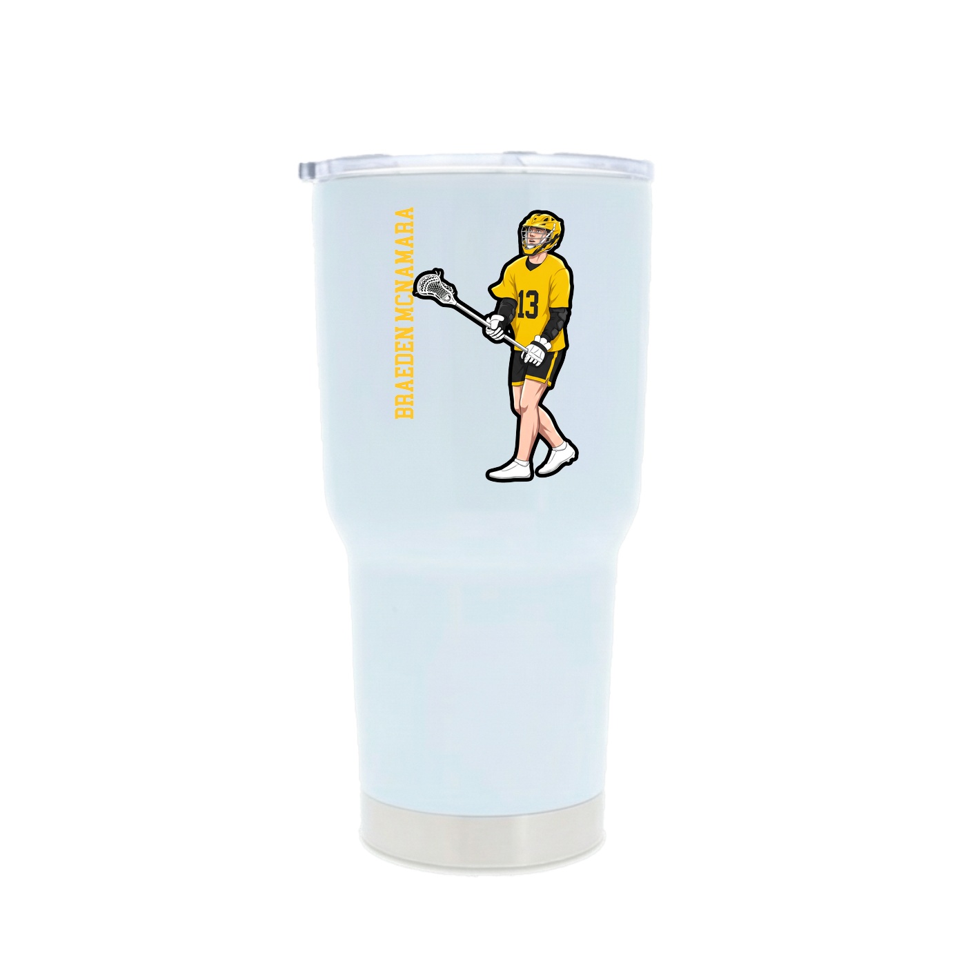 30oz Stainless Steel Tumbler — Name Vertical in White