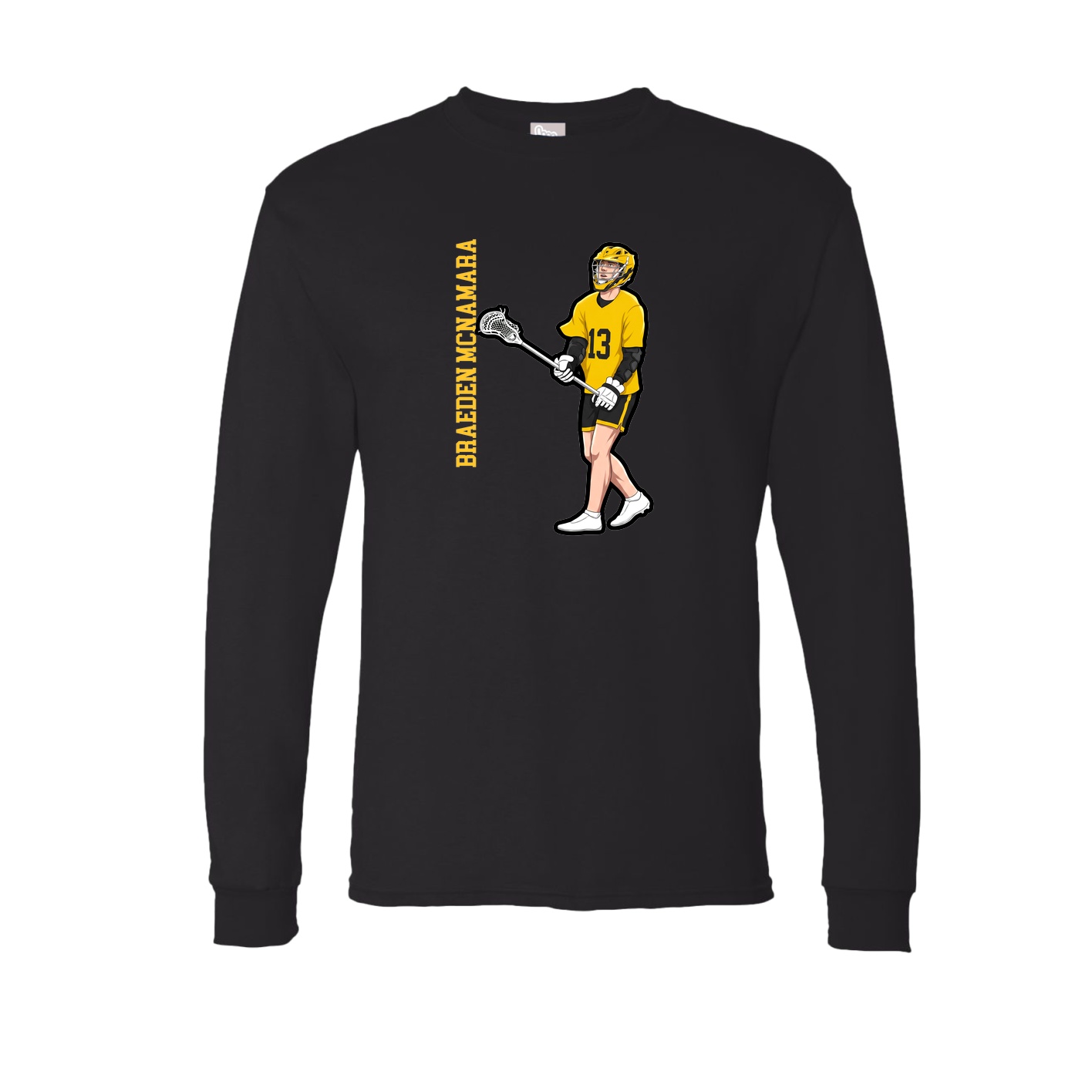 Long Sleeve Tee — Name Vertical in Black
