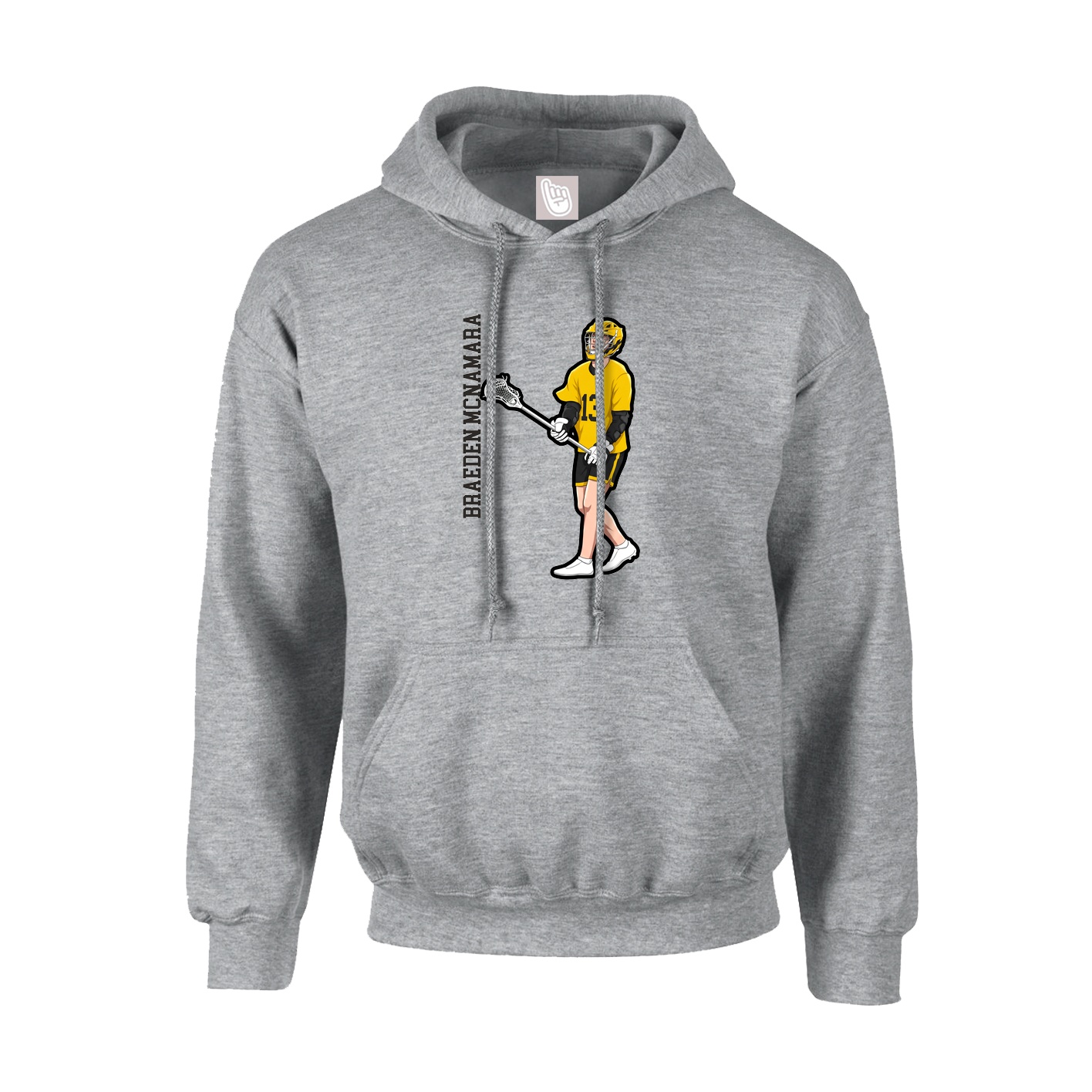 Youth Hoodie — Name Vertical in Grey