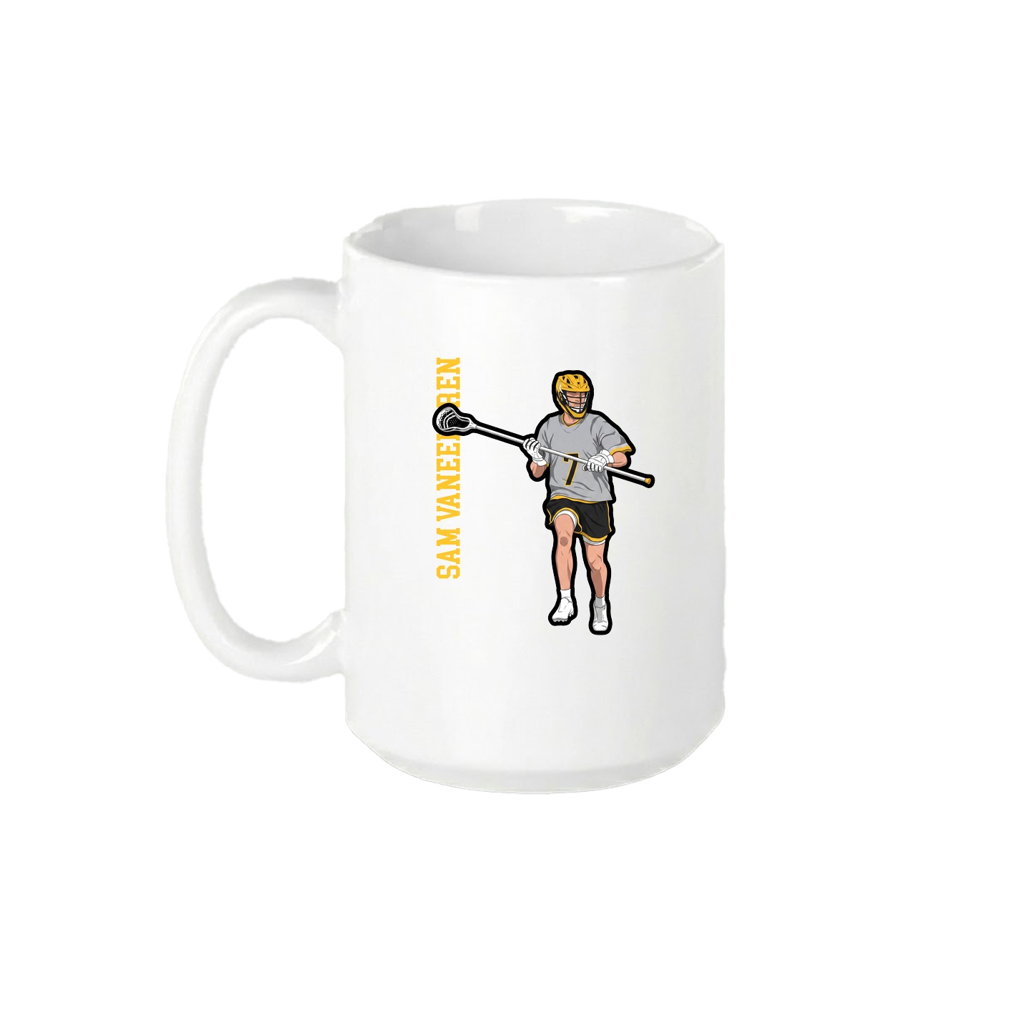 15oz Coffee Mug — Name Vertical in White