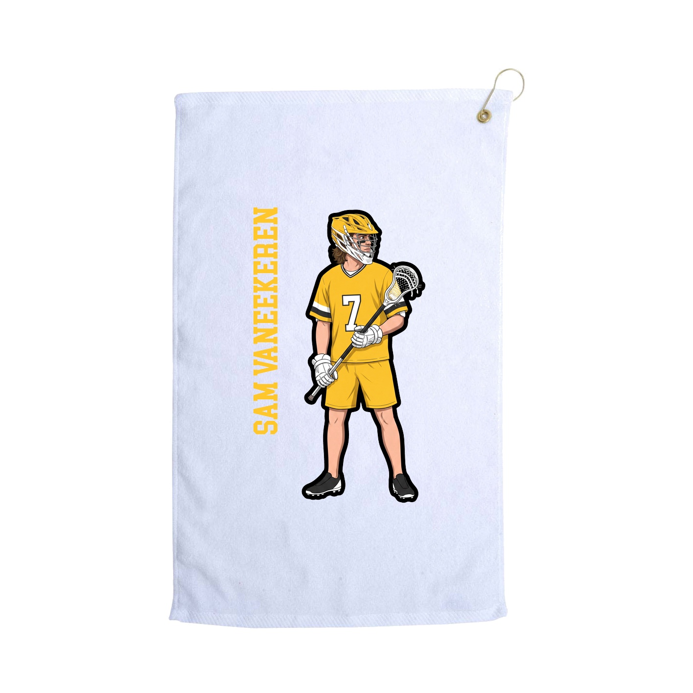 Golf Towel — Name Vertical in White