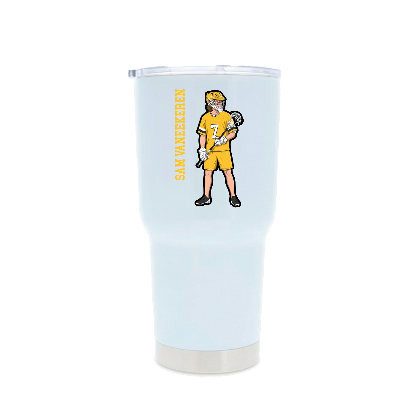 30oz Stainless Steel Tumbler — Name Vertical in White