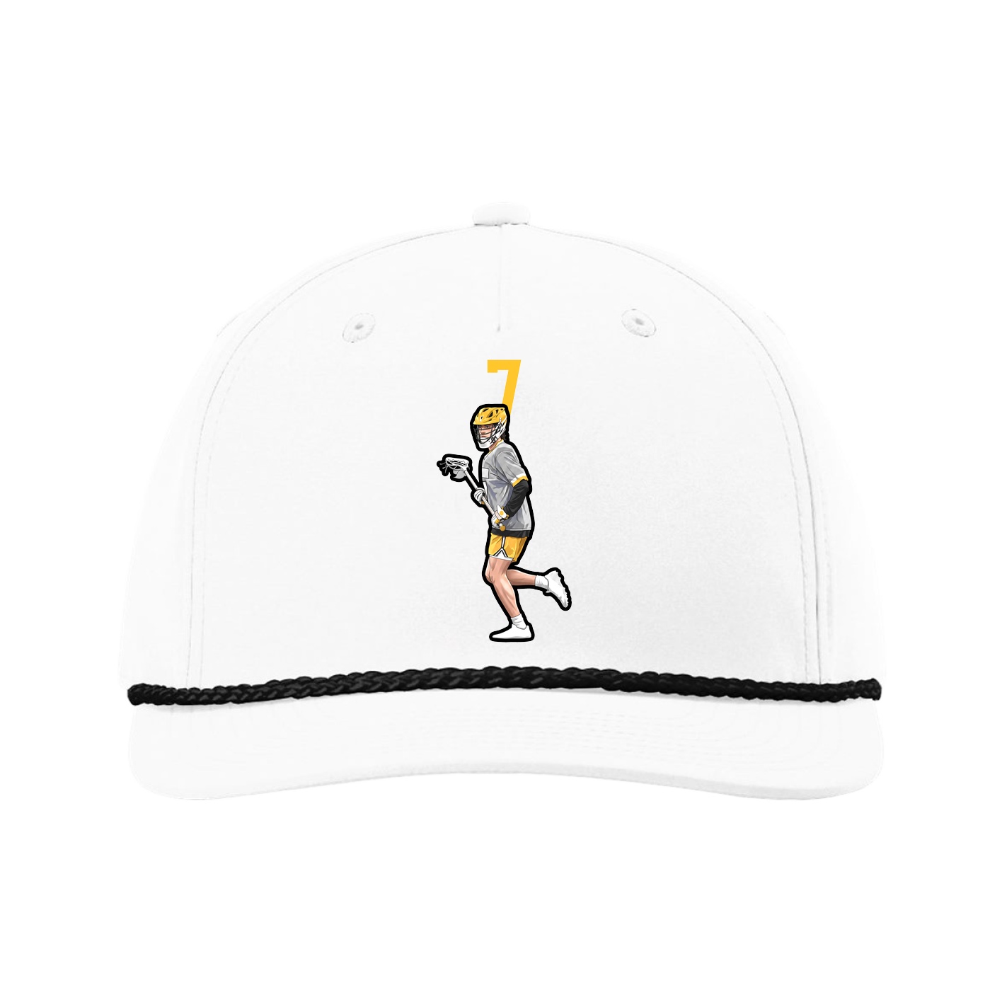Five-Panel Classic Rope Cap — Number Top in White