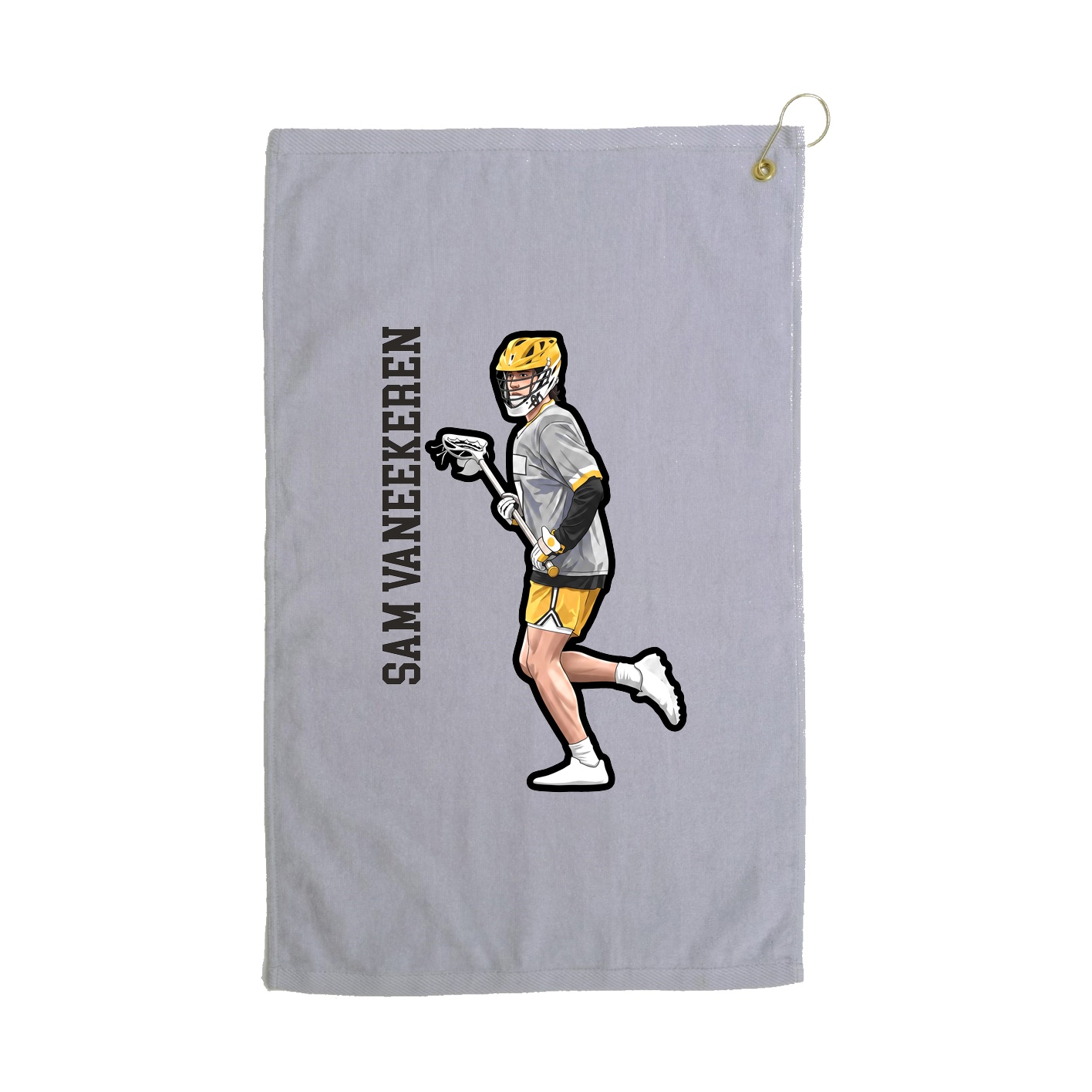 Golf Towel — Name Vertical in Grey