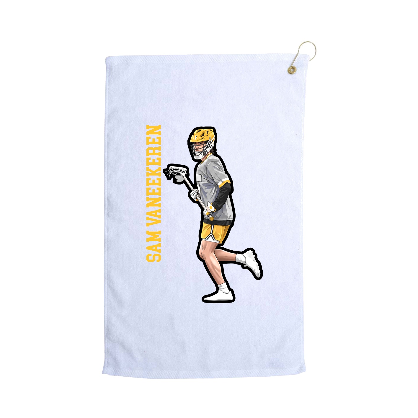 Golf Towel — Name Vertical in White