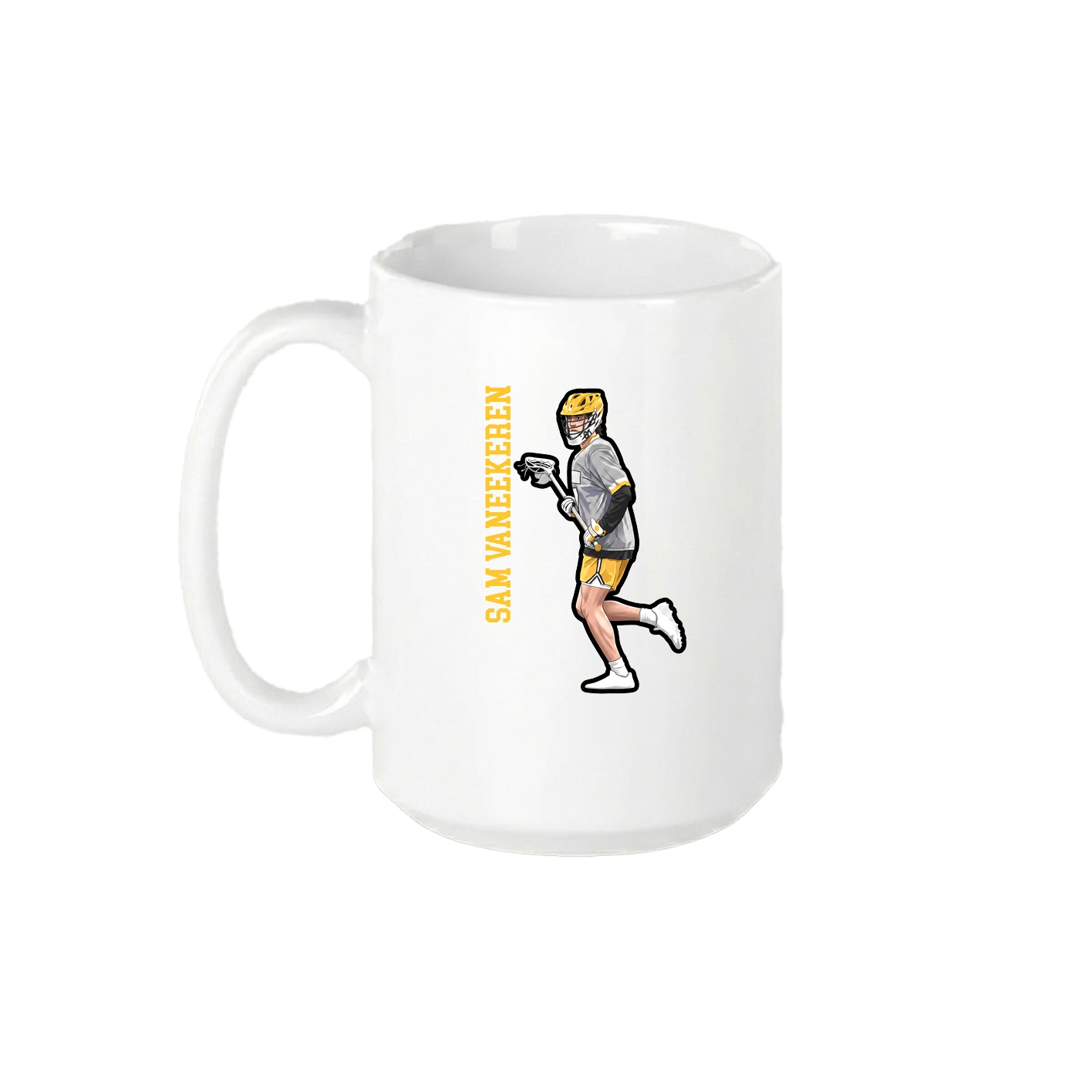 15oz Coffee Mug — Name Vertical in White