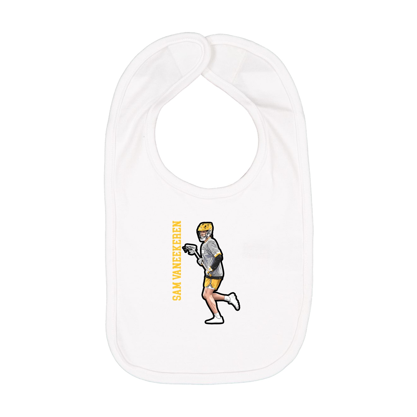 Infant Bib — Name Vertical in White