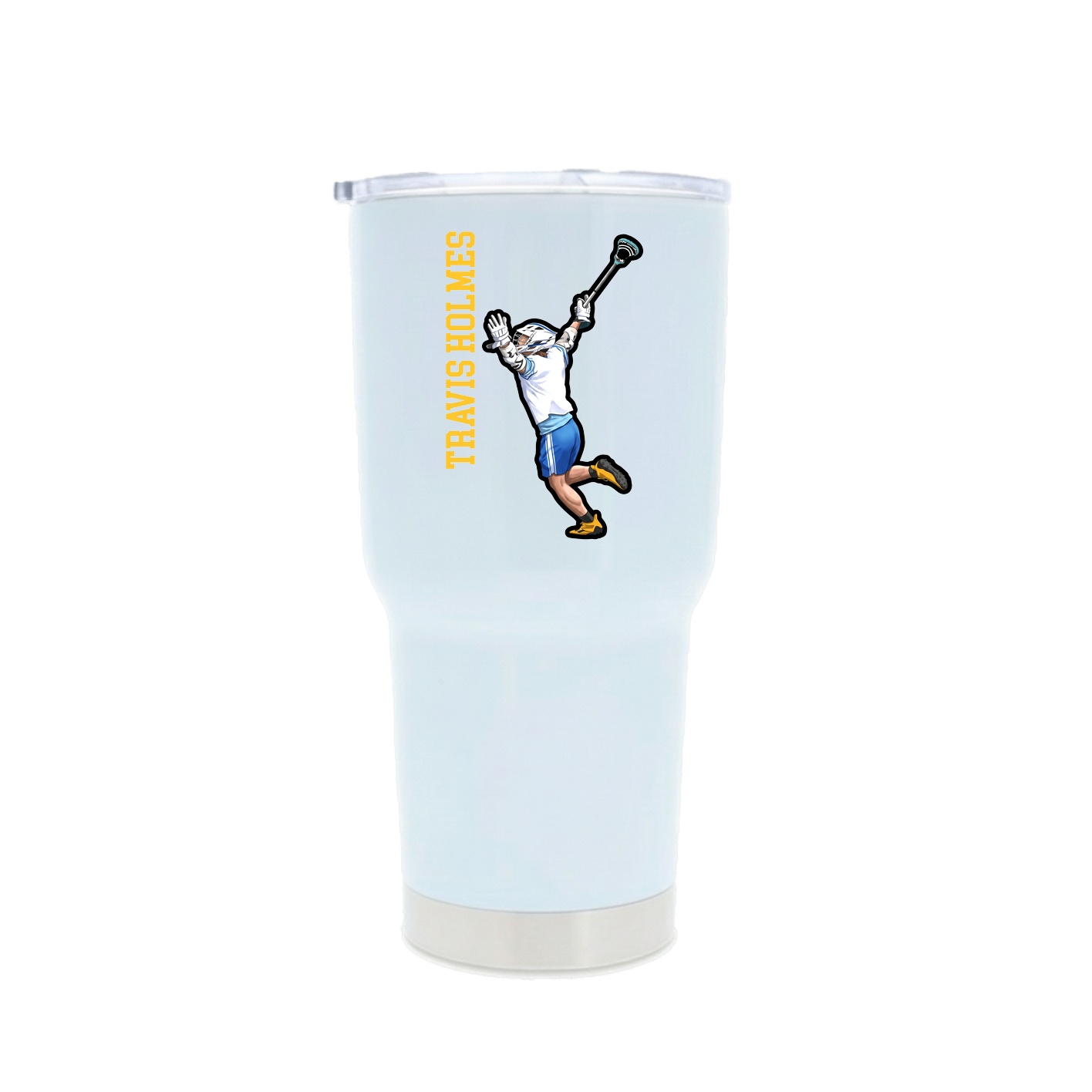 30oz Stainless Steel Tumbler — Name Vertical in White