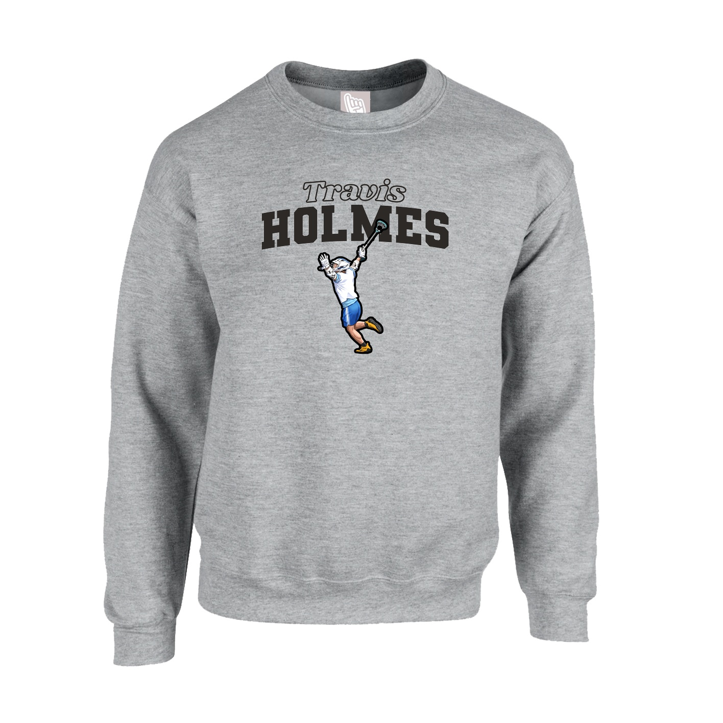 Fleece Crew — Name Arch in Grey