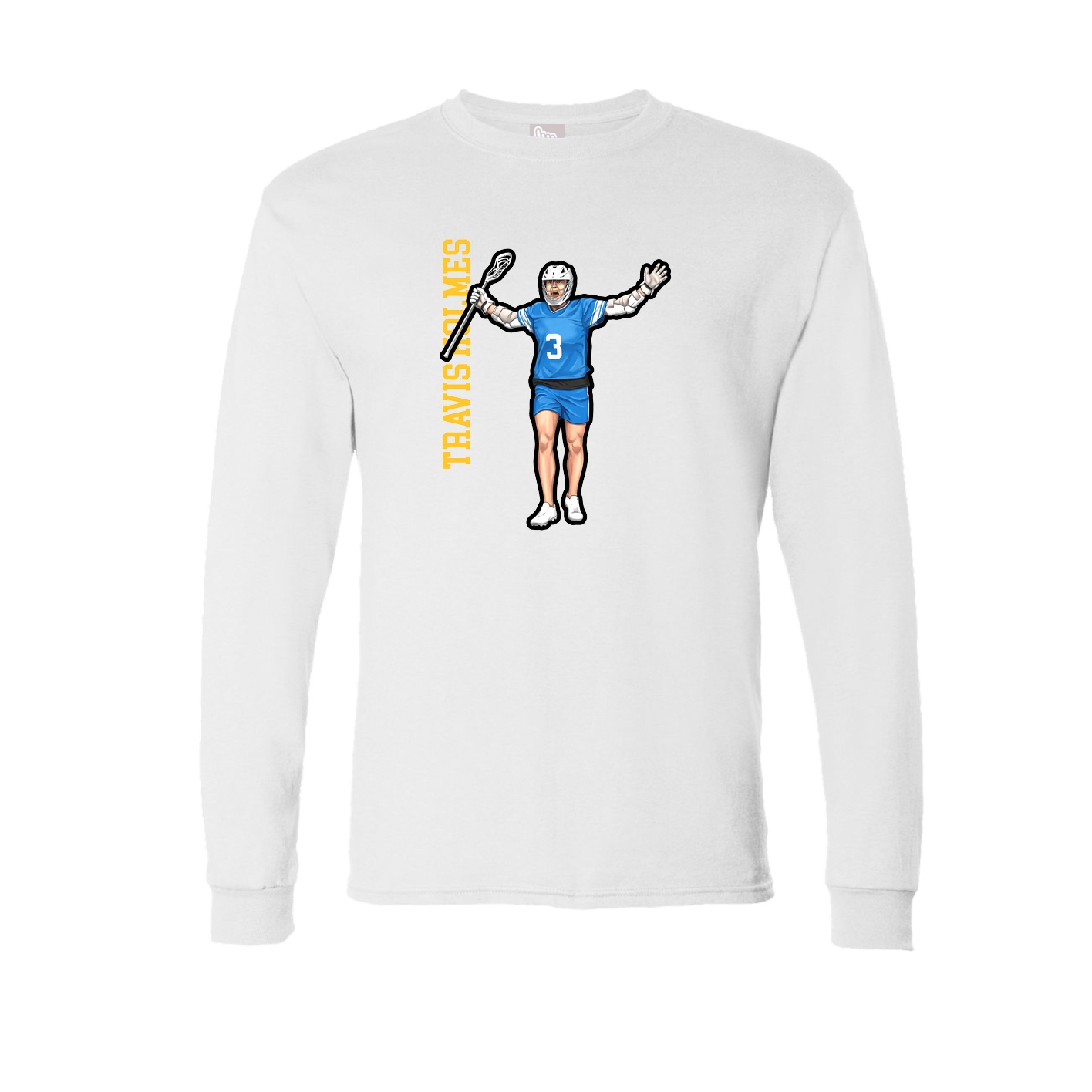 Long Sleeve Tee — Name Vertical in White