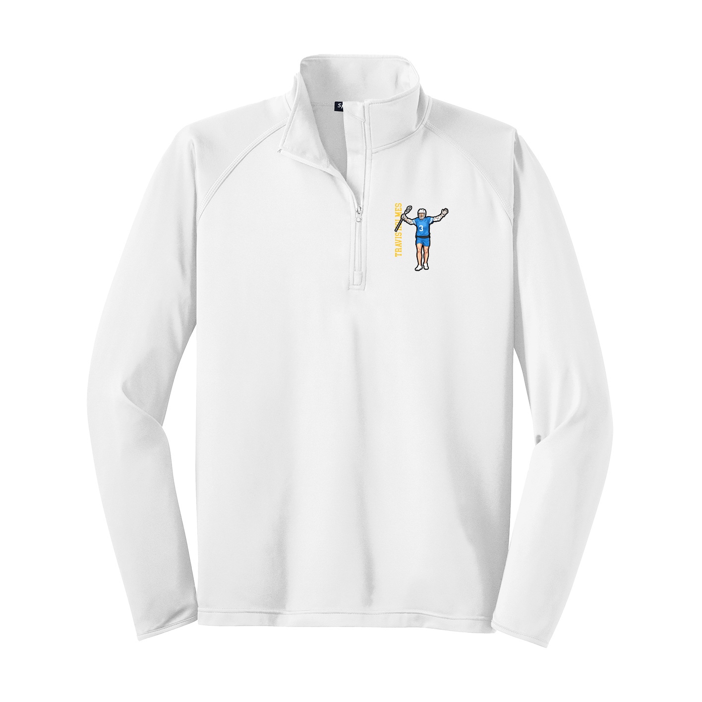 Q-Zip Pullover — Name Vertical in White