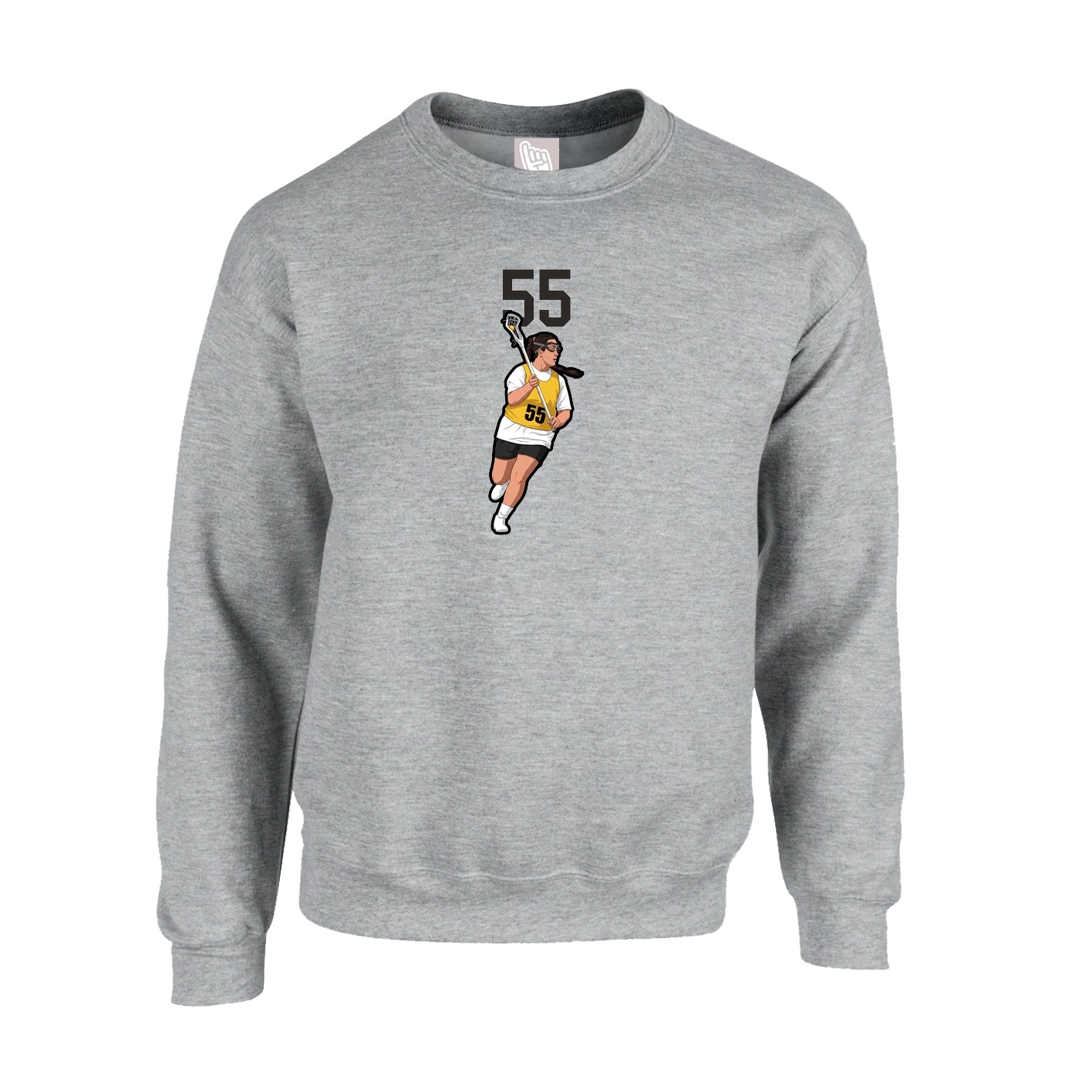 Fleece Crew — Number Top in Grey