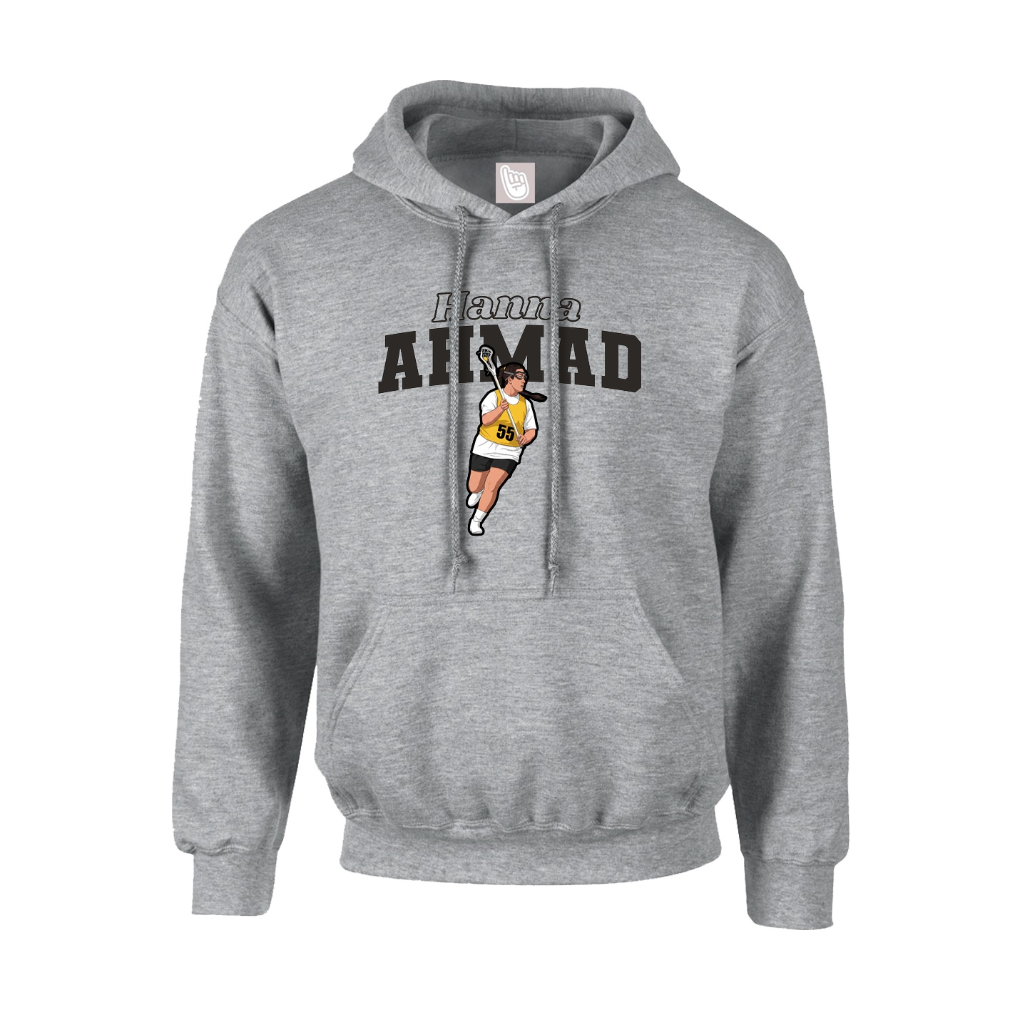 Youth Hoodie — Name Arch in Grey