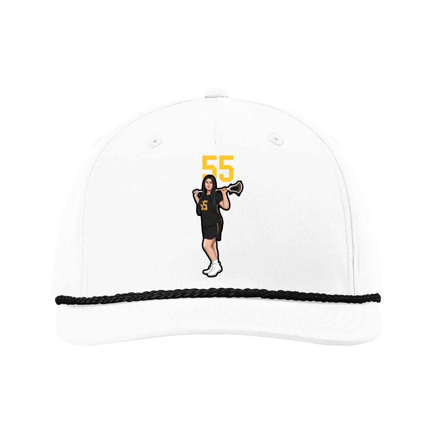 Five-Panel Classic Rope Cap — Number Top in White