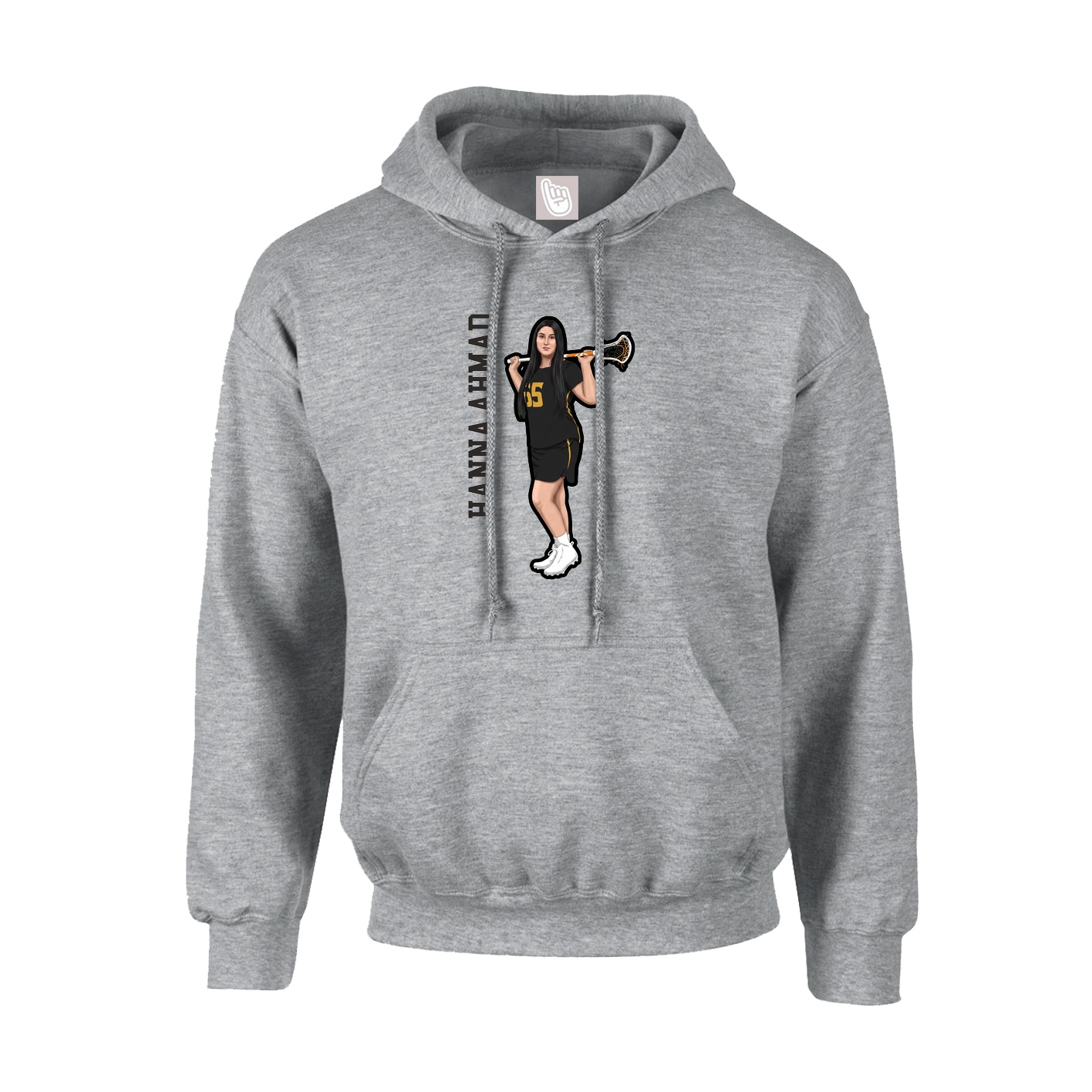 Hoodie — Name Vertical in Grey