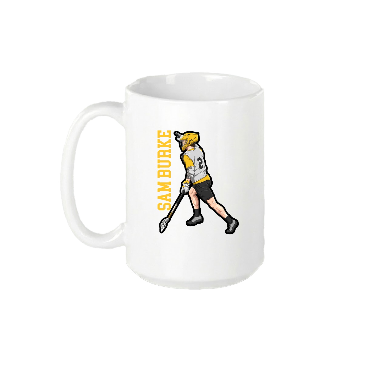 15oz Coffee Mug — Name Vertical in White