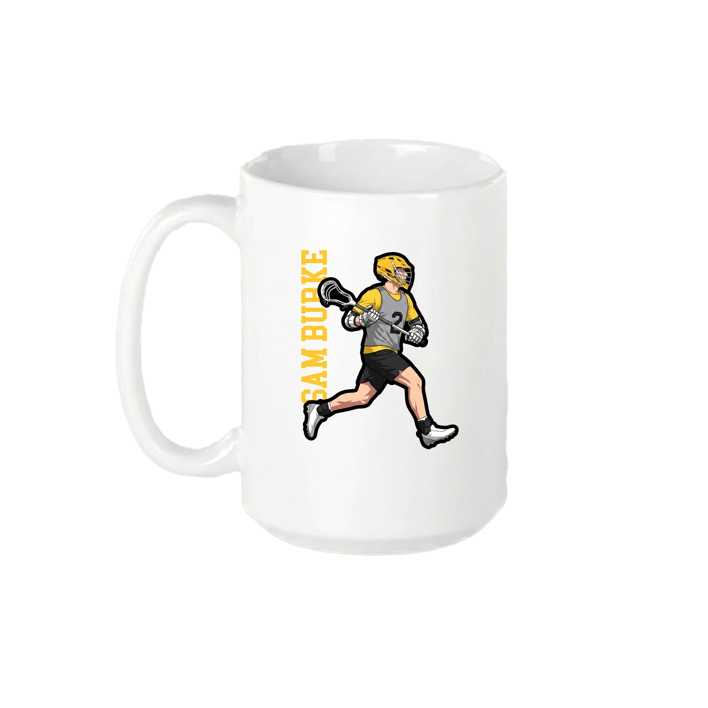 15oz Coffee Mug — Name Vertical in White