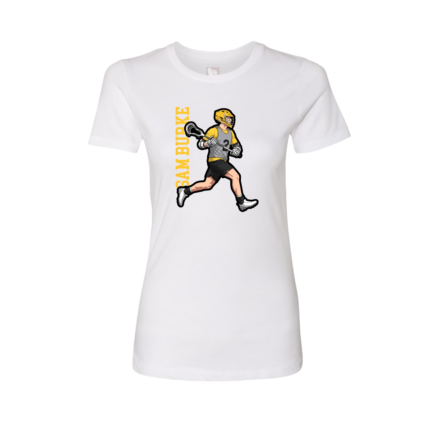 Fitted Women's Tee — Name Vertical in White