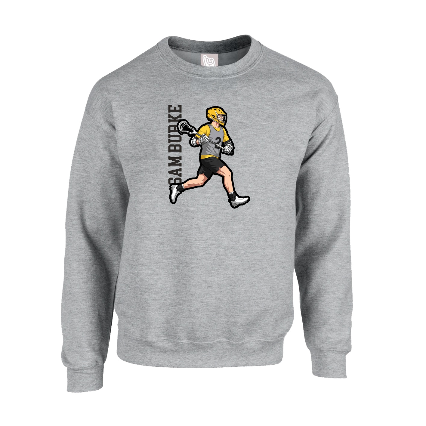 Fleece Crew — Name Vertical in Grey