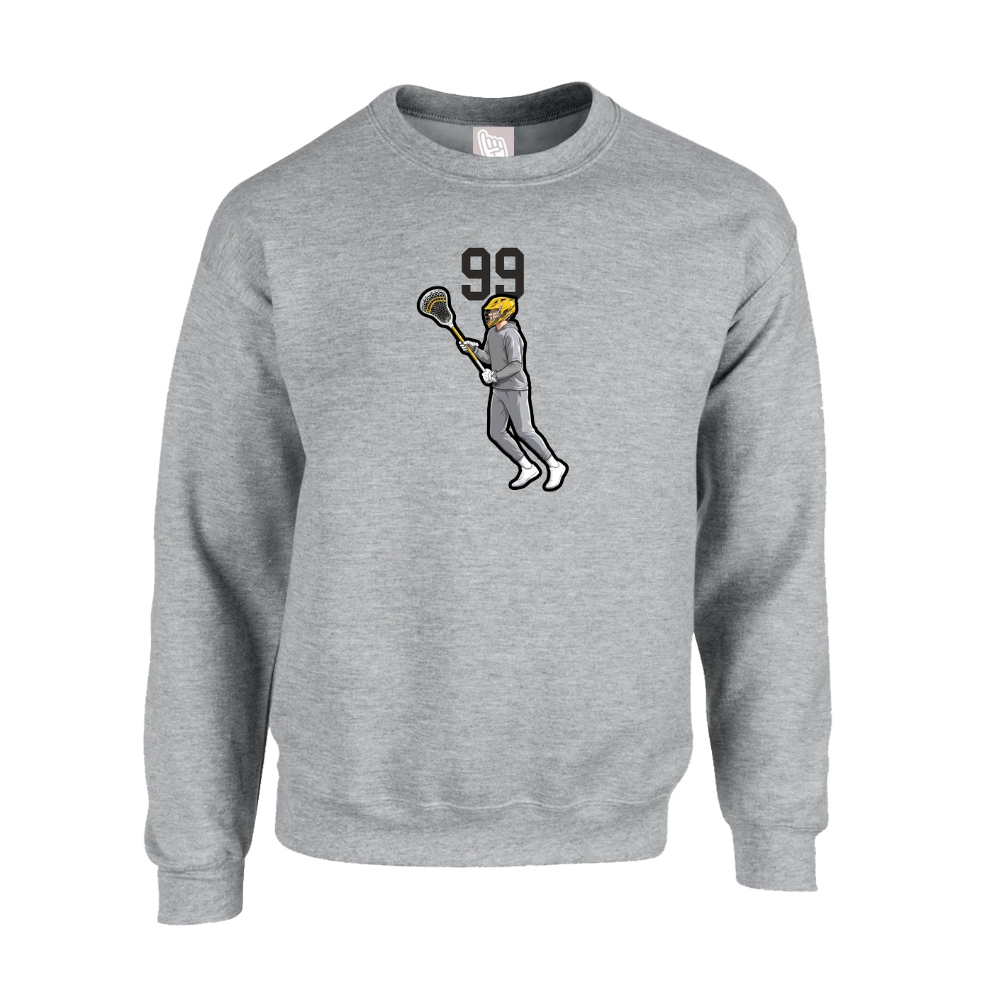 Fleece Crew — Number Top in Grey
