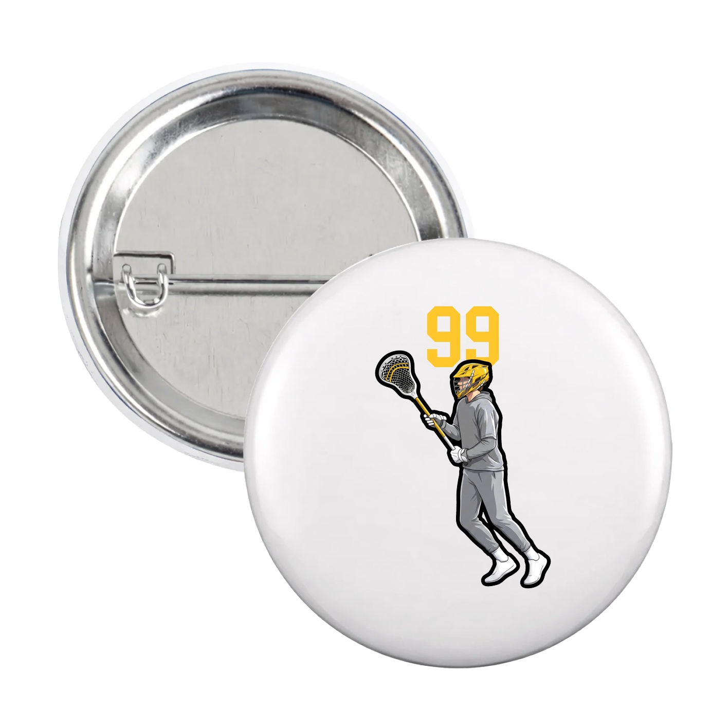 Game Day Button — Number Top in White