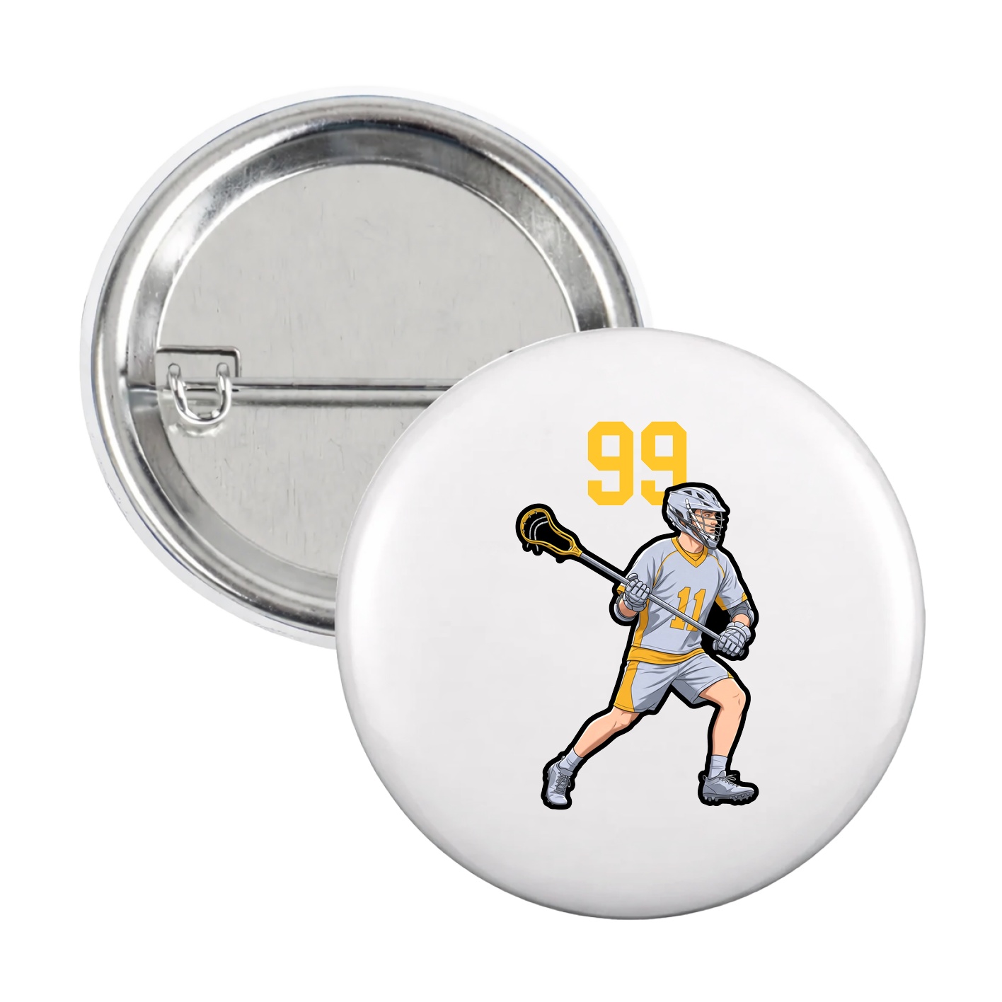 Game Day Button — Number Top in White