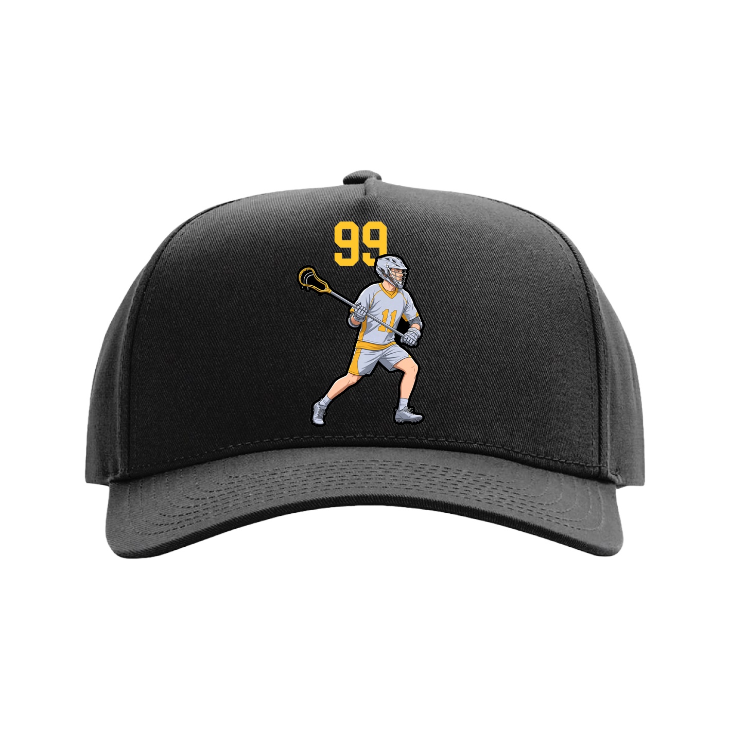 Full Fabric Five-Panel Champ Cap — Number Top in Black
