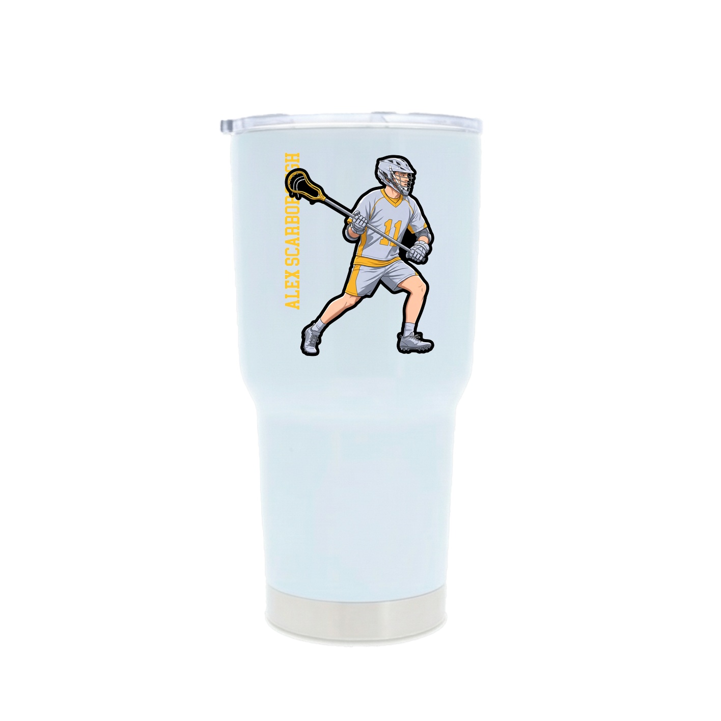30oz Stainless Steel Tumbler — Name Vertical in White
