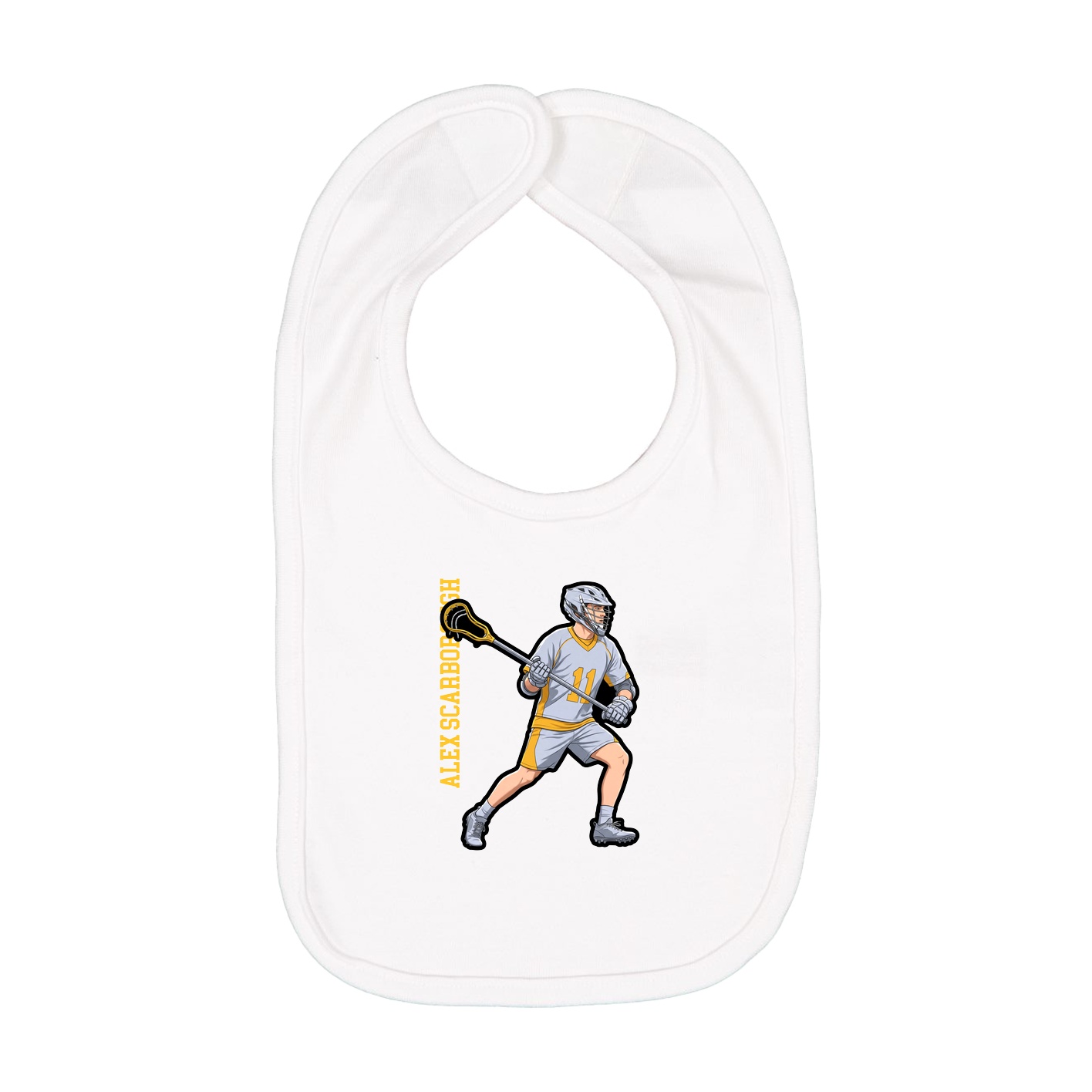 Infant Bib — Name Vertical in White