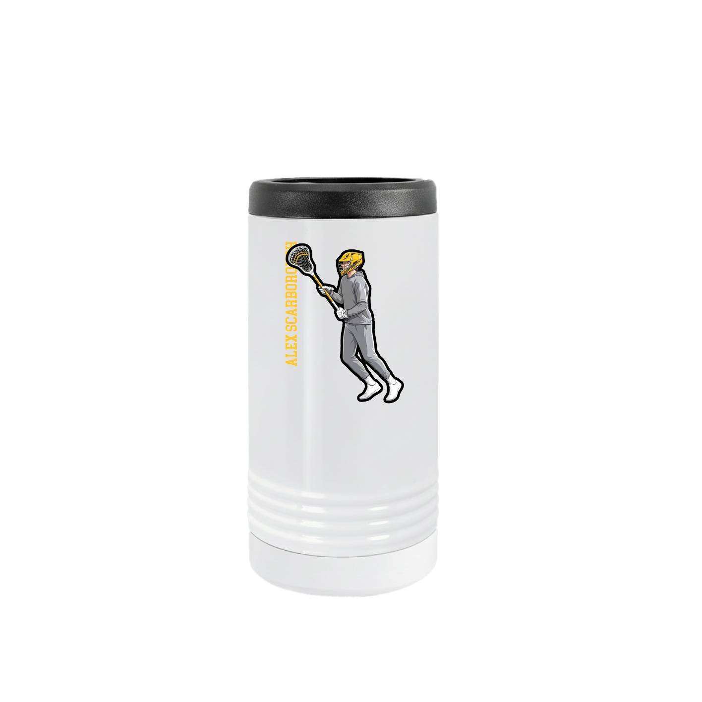 Slim Beverage Holder — Name Vertical in White