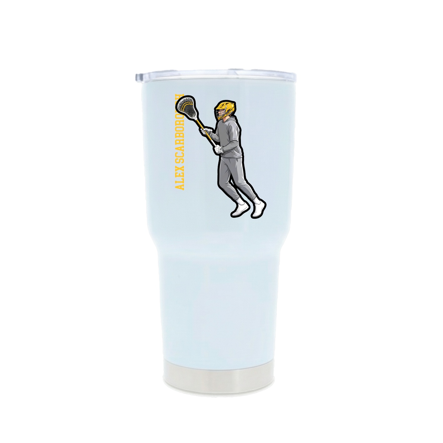 30oz Stainless Steel Tumbler — Name Vertical in White
