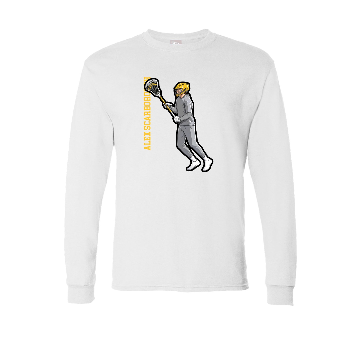 Long Sleeve Tee — Name Vertical in White