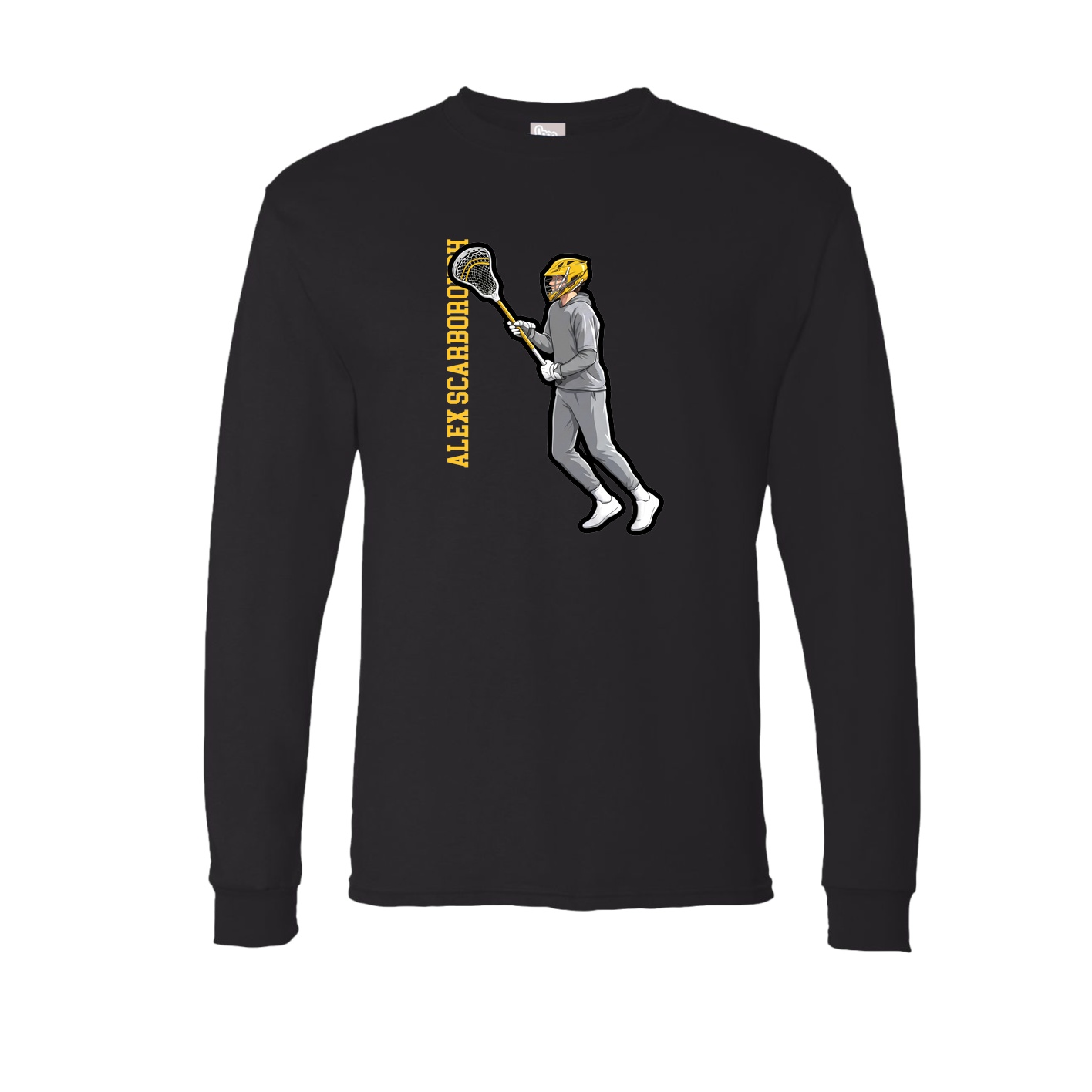 Long Sleeve Tee — Name Vertical in Black