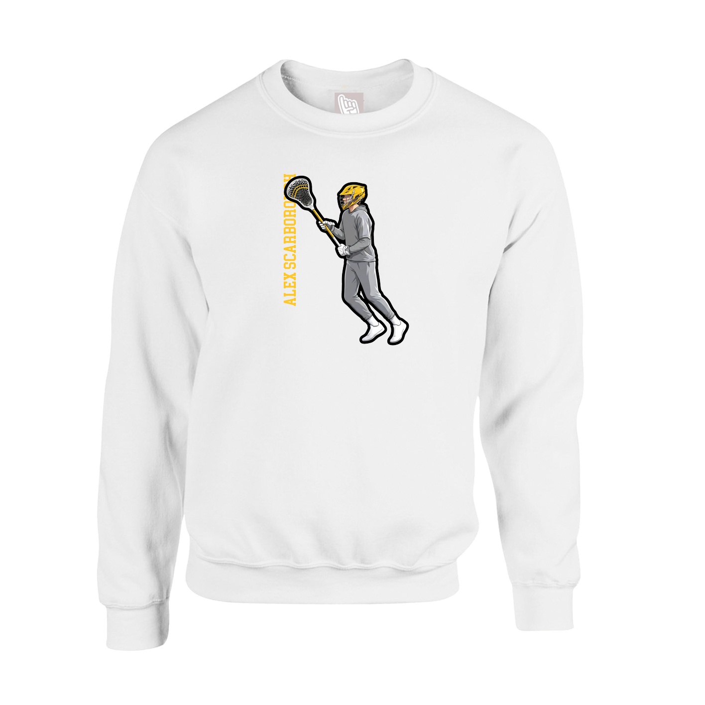 Fleece Crew — Name Vertical in White