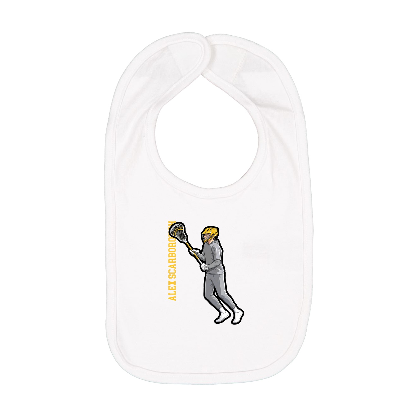 Infant Bib — Name Vertical in White