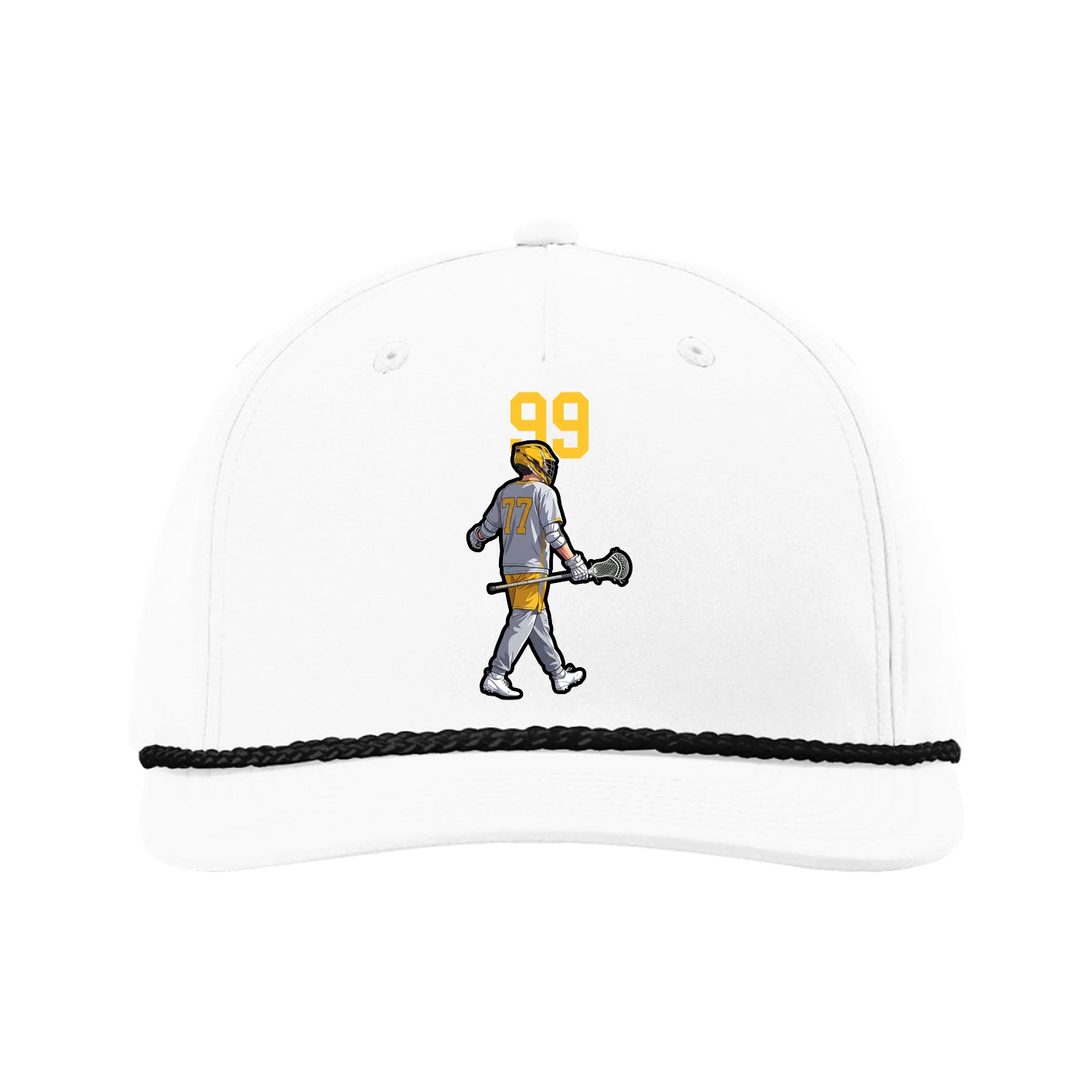 Five-Panel Classic Rope Cap — Number Top in White