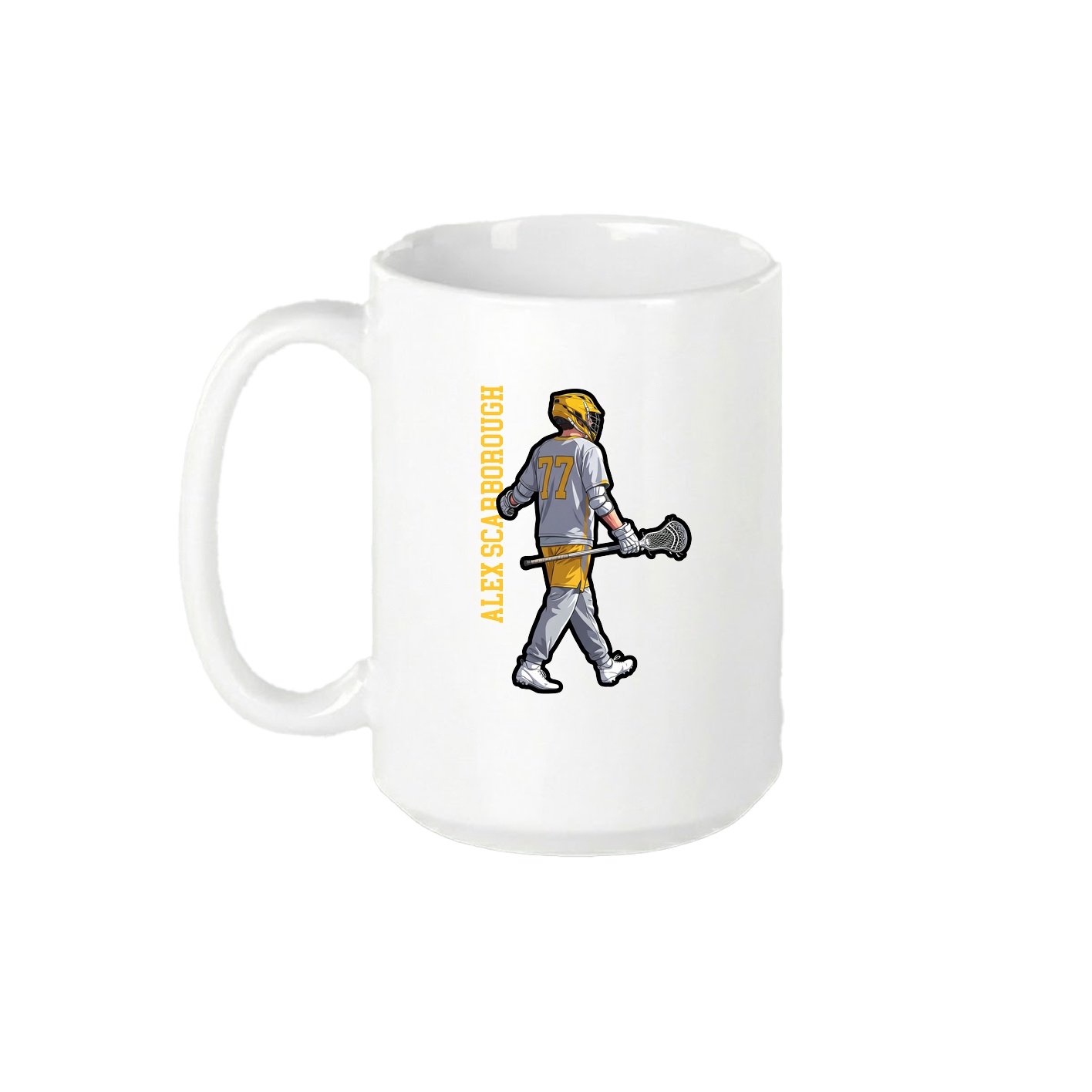 15oz Coffee Mug — Name Vertical in White