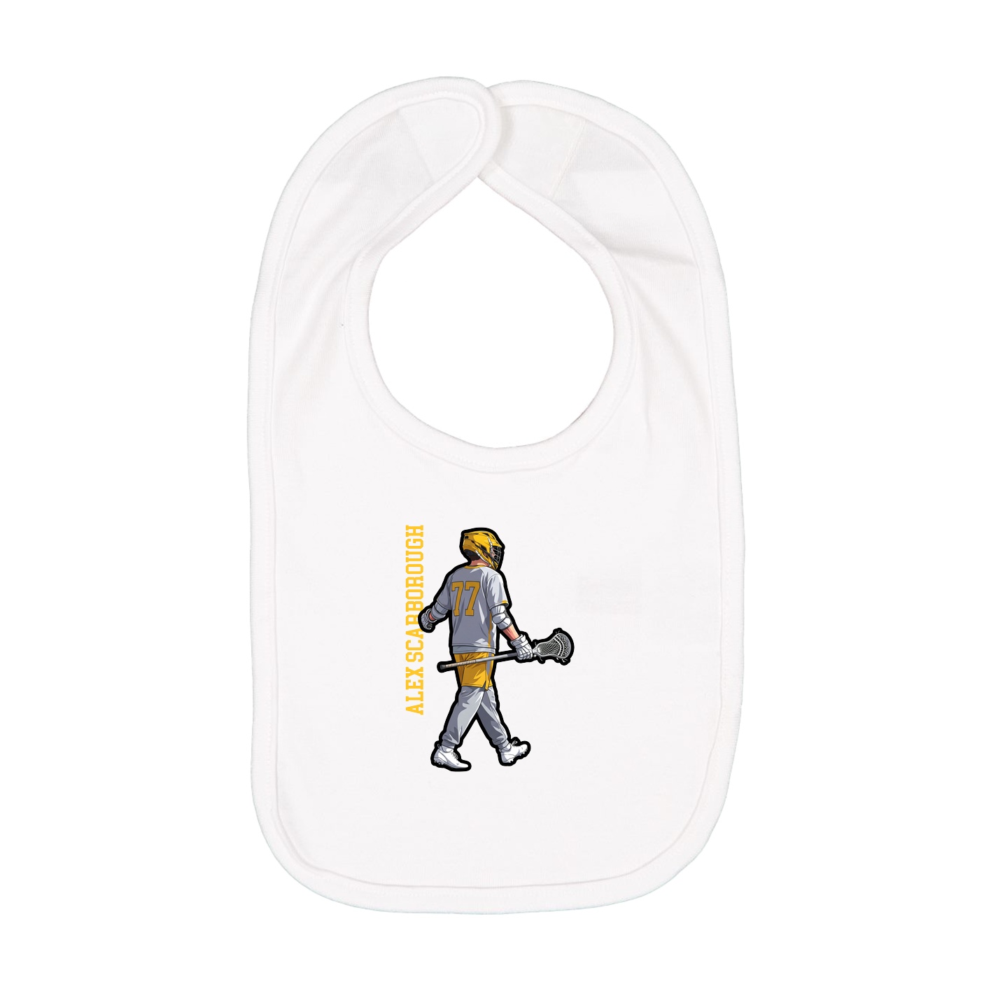 Infant Bib — Name Vertical in White