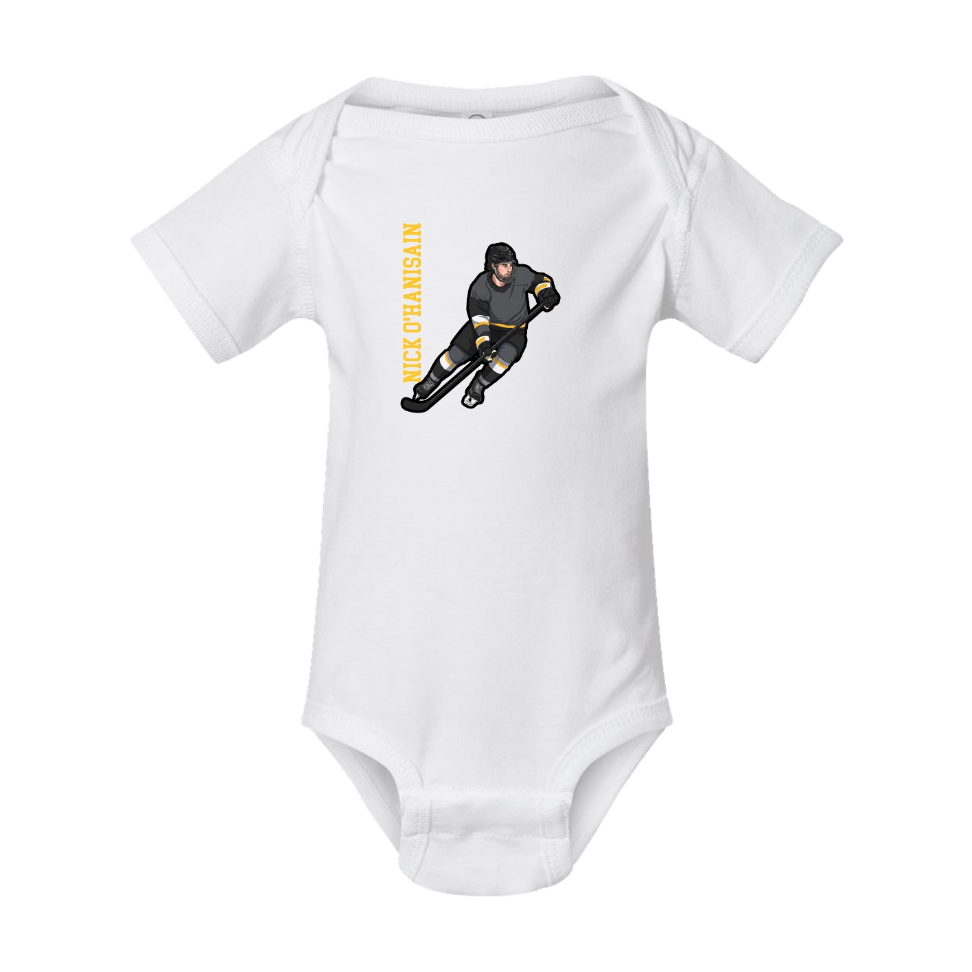 Baby Onesie — Name Vertical in White