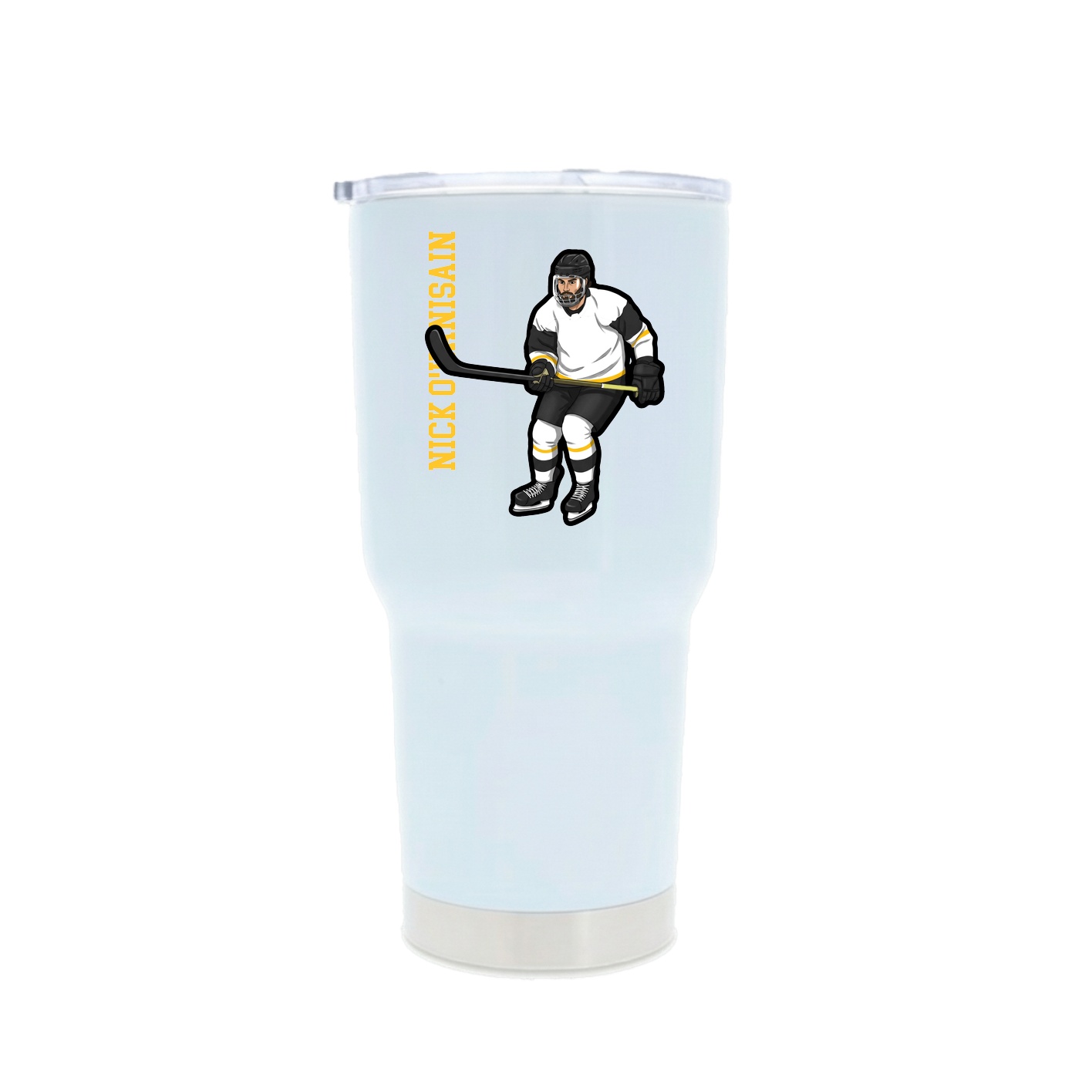 30oz Stainless Steel Tumbler — Name Vertical in White