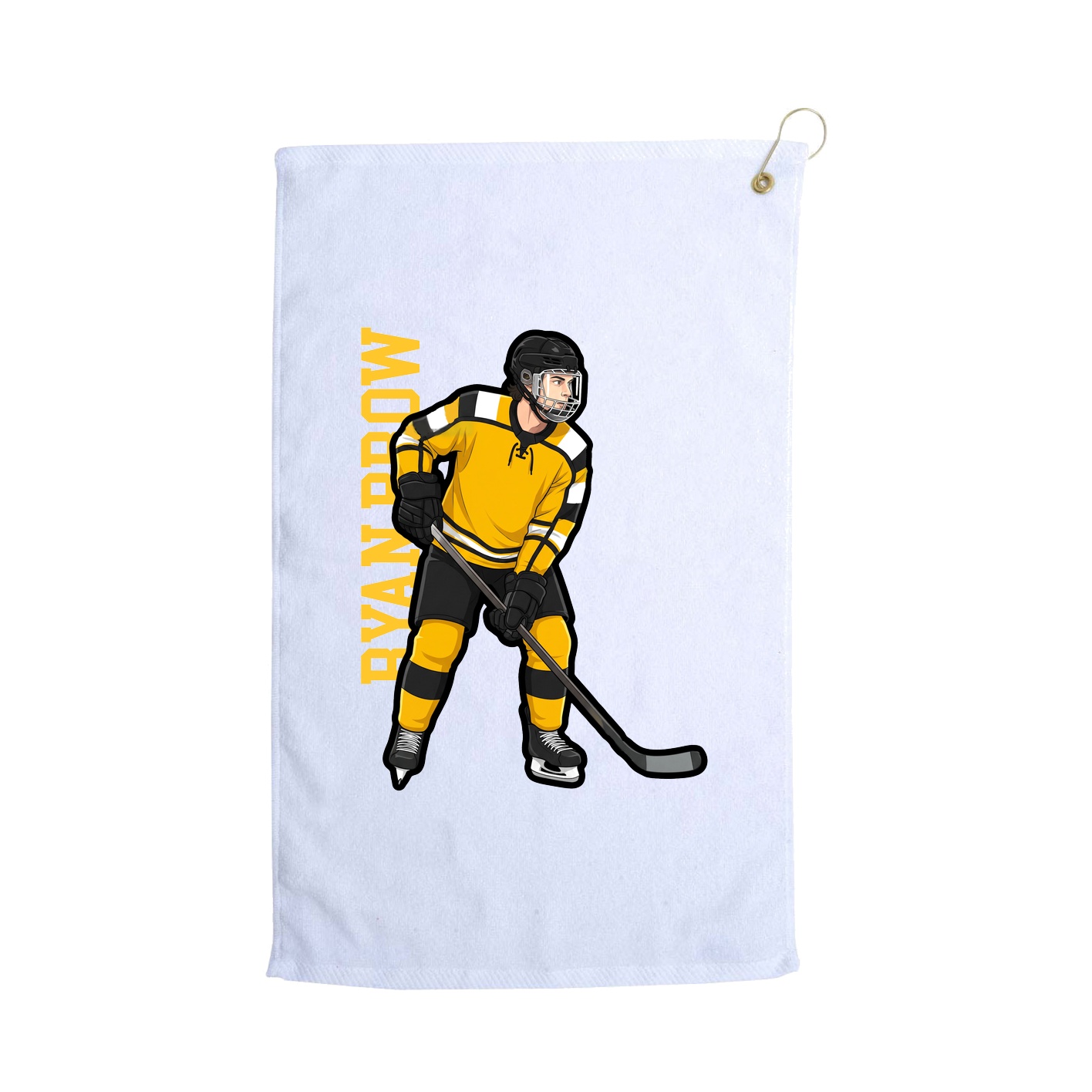 Golf Towel — Name Vertical in White